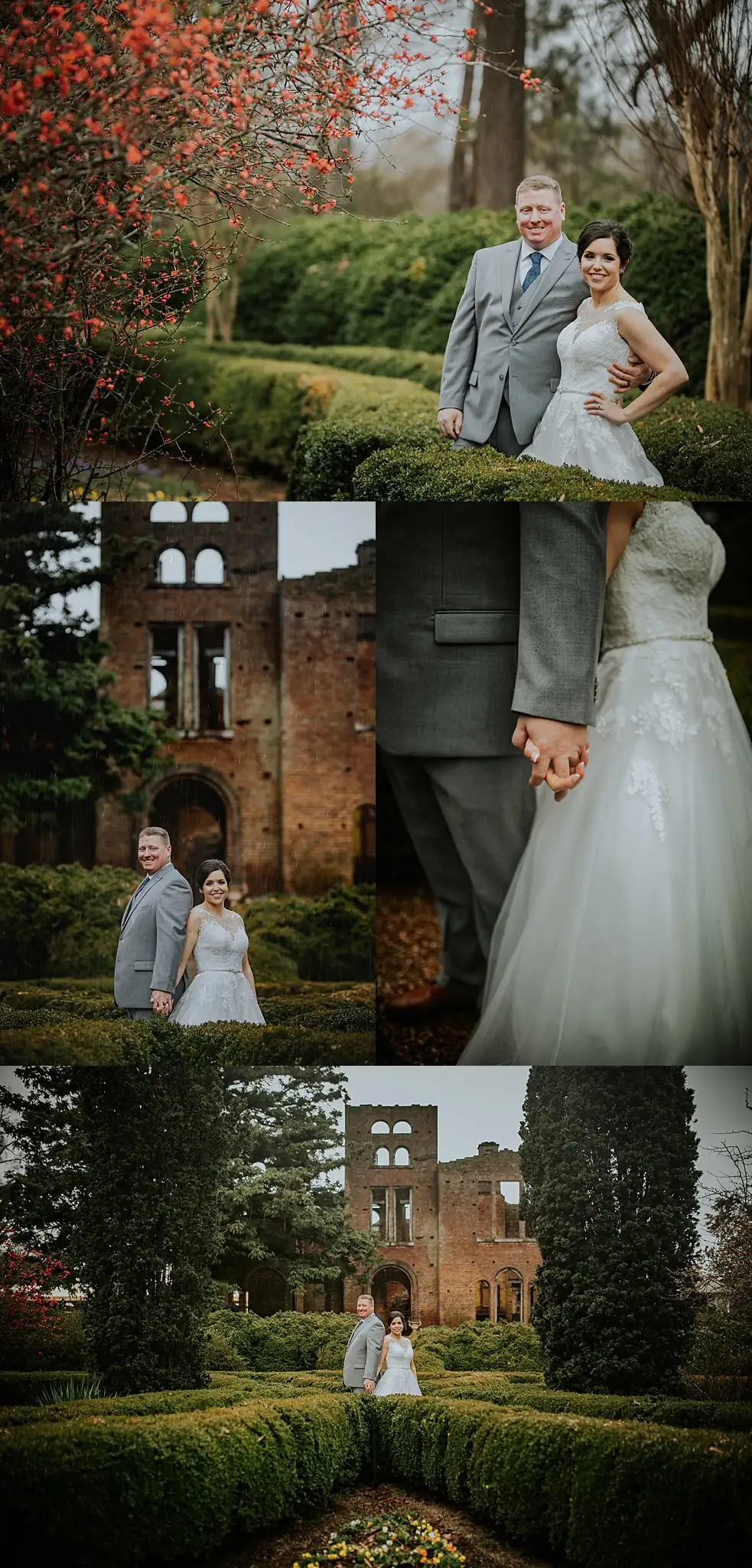 Barnesly Gardens Wedding Top Atlanta Photographers Wedding Formals: the couple in the boxwood garden below the ruins, in a set, at their wedding at Barnsley Gardens in Adairsville, GA