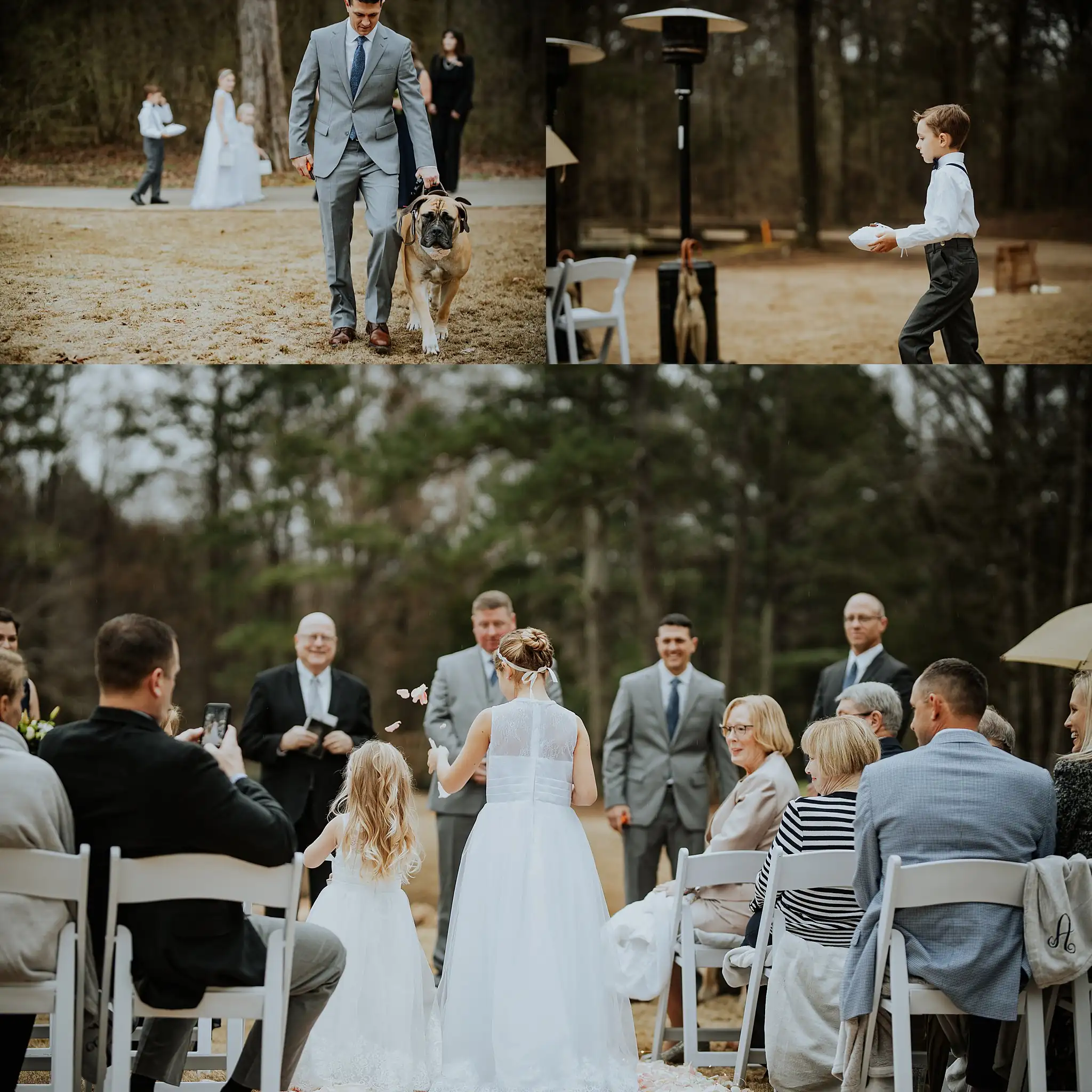 Barnesly Gardens Wedding Top Atlanta Photographers Wedding Ceremony: the groom walking in with the dog, and the vows, in a set, at their wedding at Barnsley Gardens in Adairsville, GA