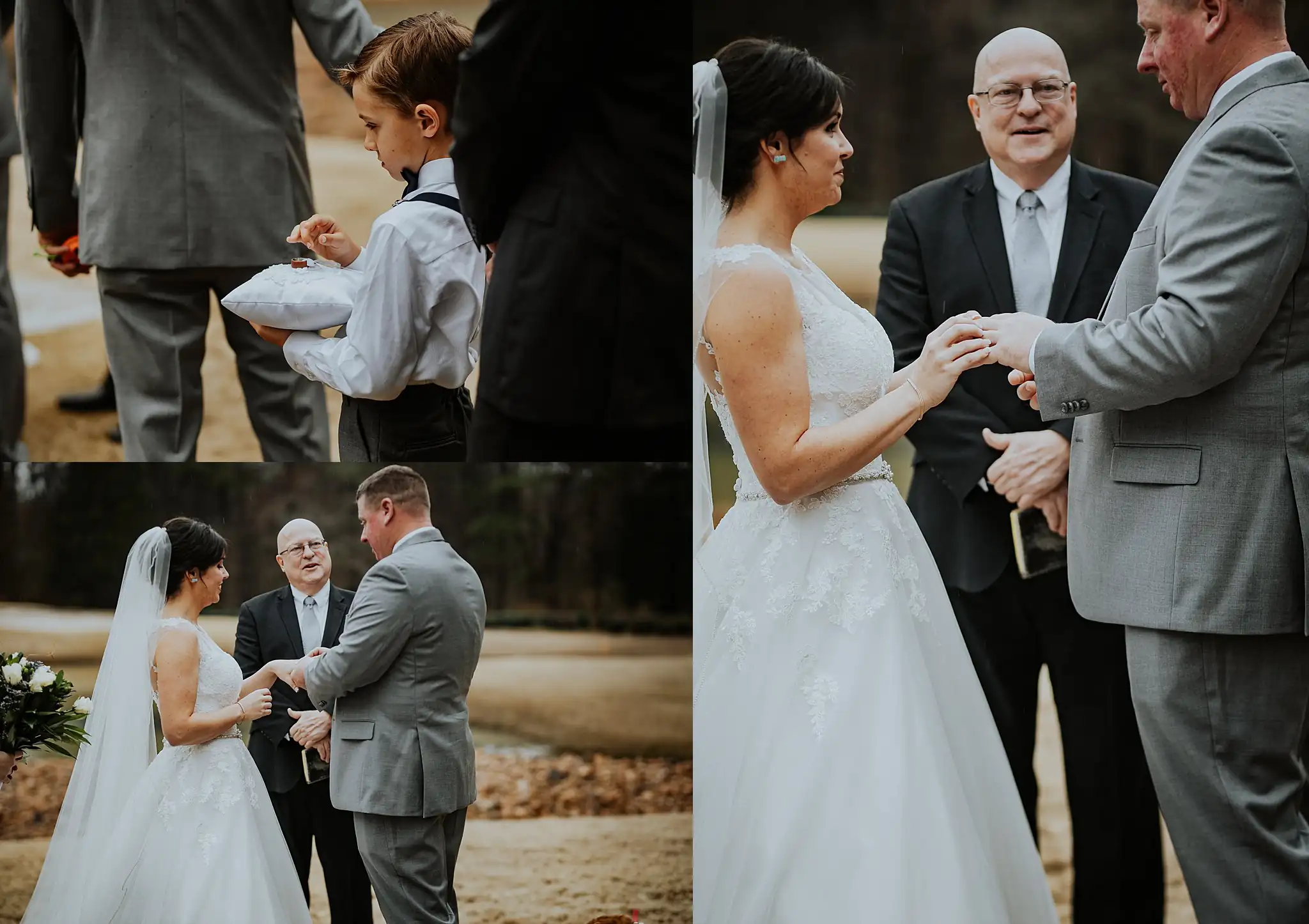 Barnesly Gardens Wedding Top Atlanta Photographers Wedding Ceremony: the ring bearer with his cushion, and the rings exchanged, in a set, at their wedding at Barnsley Gardens in Adairsville, GA