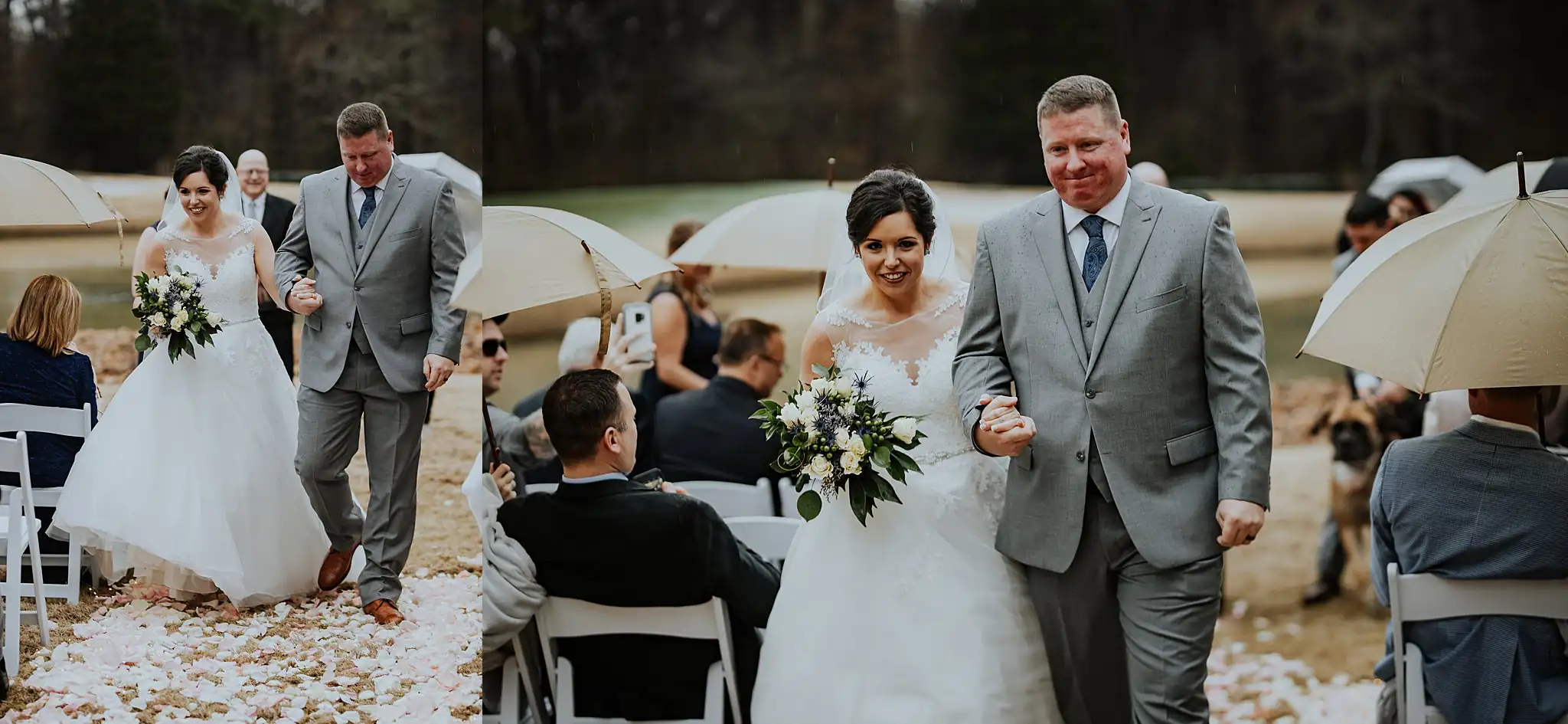 Barnesly Gardens Wedding Top Atlanta Photographers Recessional: the couple coming back up the aisle past the guests, in a set, at their wedding at Barnsley Gardens in Adairsville, GA