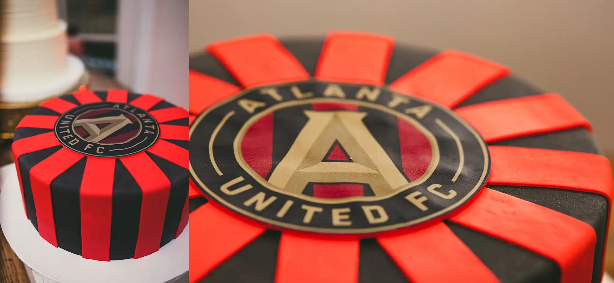 2019-04-22_0044.jpg Wedding Cake Details: the groom's cake iced as a football club crest, at their wedding at Little River Farms in Milton, GA