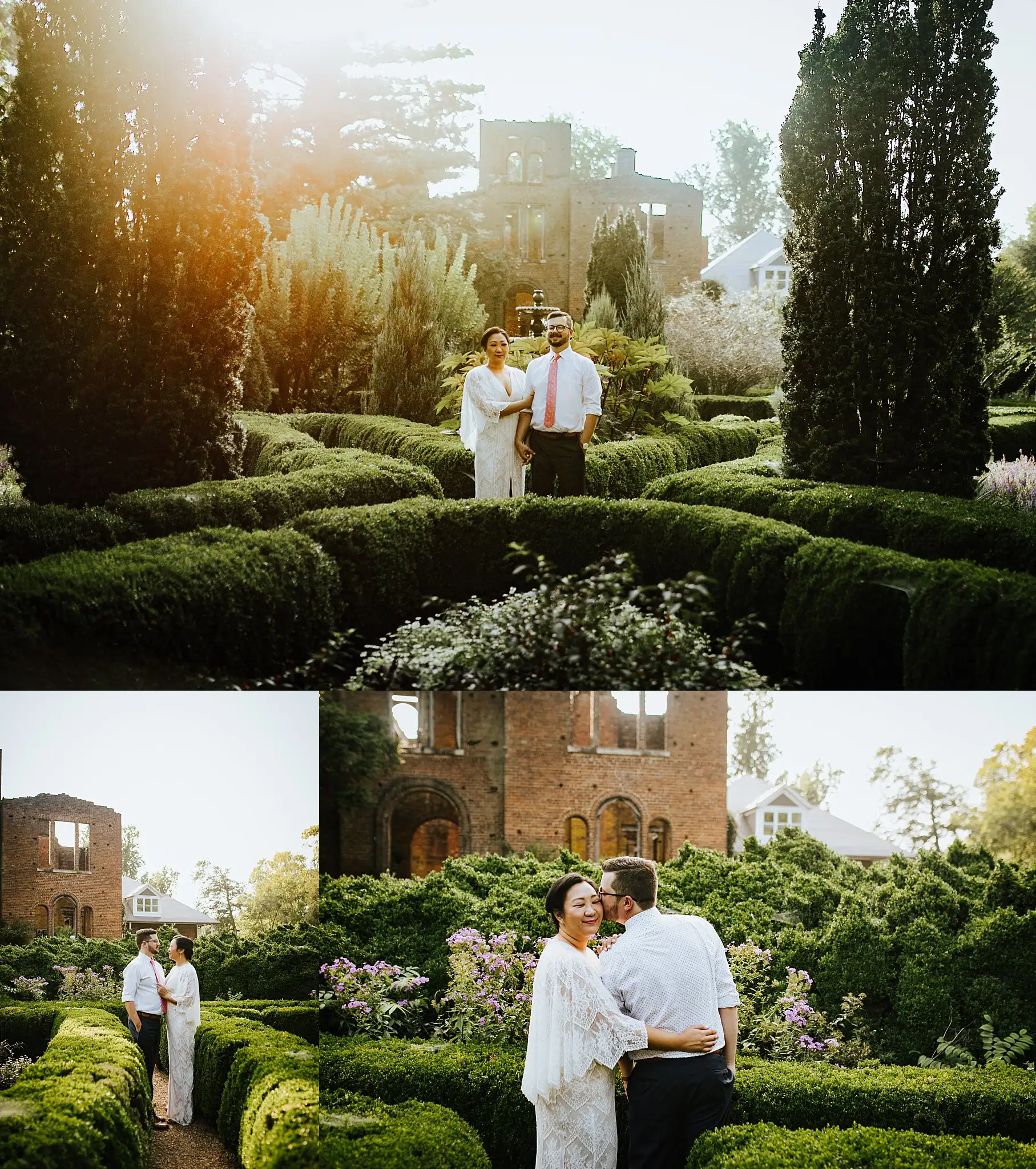 AtlantaWeddingPhotographers_0486.jpg Wedding Formals: the couple in the parterre and at the ruined wall, in a set, at their wedding at Barnsley Gardens Resort in Adairsville, GA