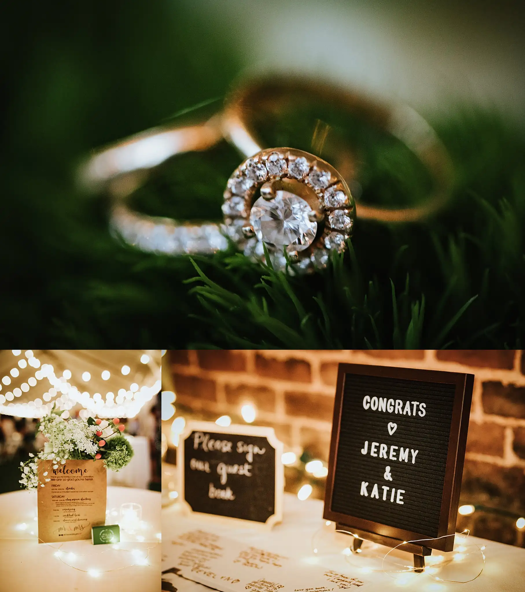 AtlantaWeddingPhotographers_0491.jpg Wedding Details: the ring in the grass, and the guest book sign, in a set, at a wedding at Barnsley Gardens Resort in Adairsville, GA