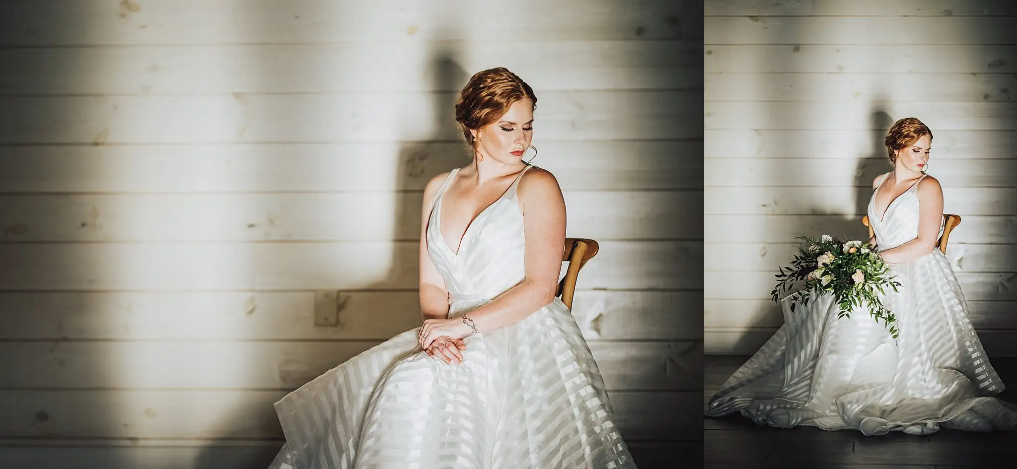 AtlantaWeddingPhotographers_0502.jpg Bridal Portraits: the bride in her textured gown at the white boards, in a set, at a Wedding styled shoot at The Venue at Murphy Lane in Newnan, GA