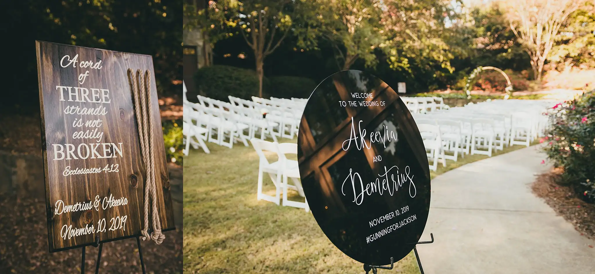 AtlantaWeddingPhotographers_0662.jpg Reception Details: the scripture sign and the welcome board, in a set, at a wedding at the Country Club of the South in Johns Creek, GA