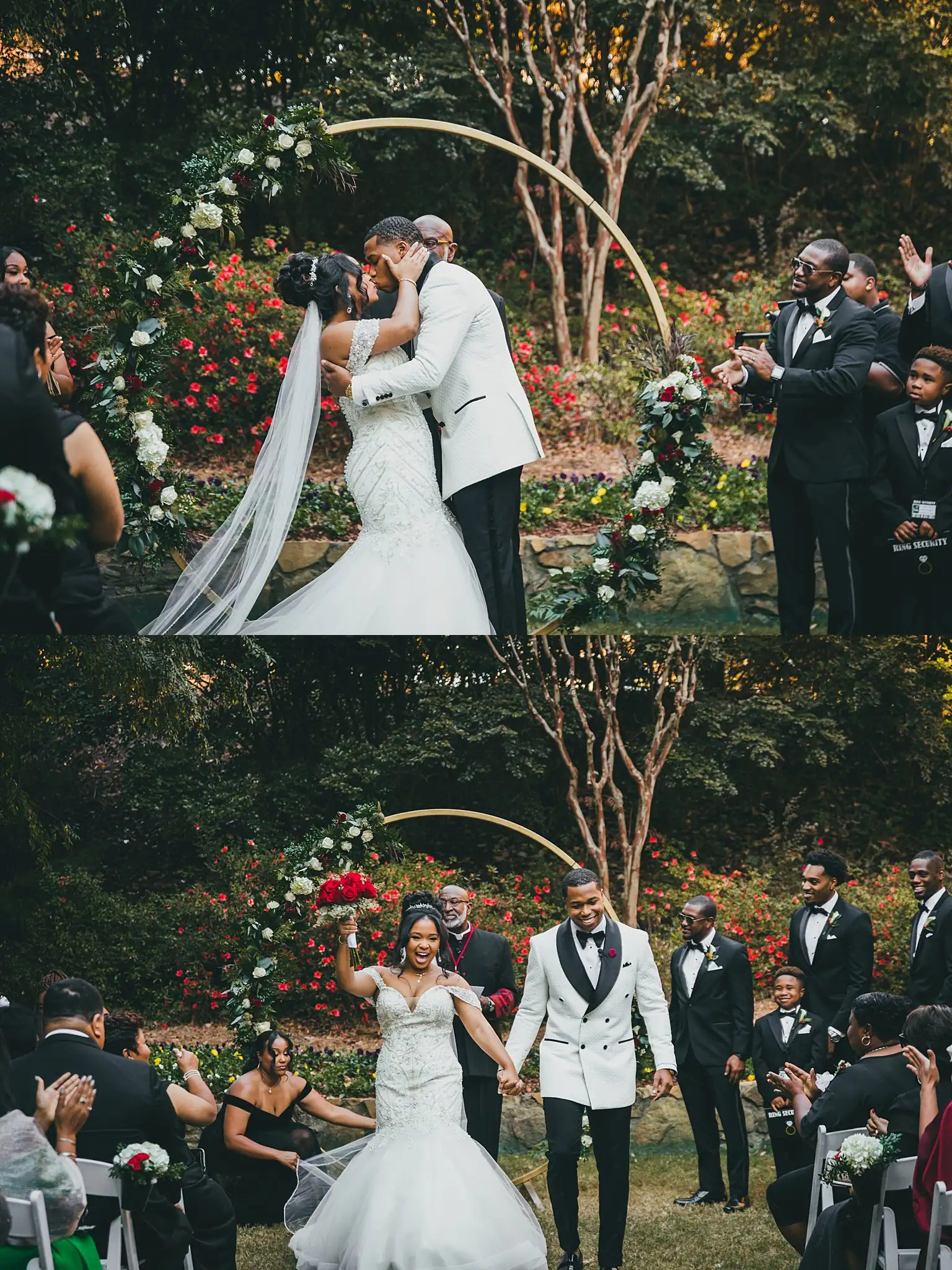 AtlantaWeddingPhotographers_0667.jpg Wedding Ceremony: the first kiss, and the walk back out, in a set, at their wedding at the Country Club of the South in Johns Creek, GA