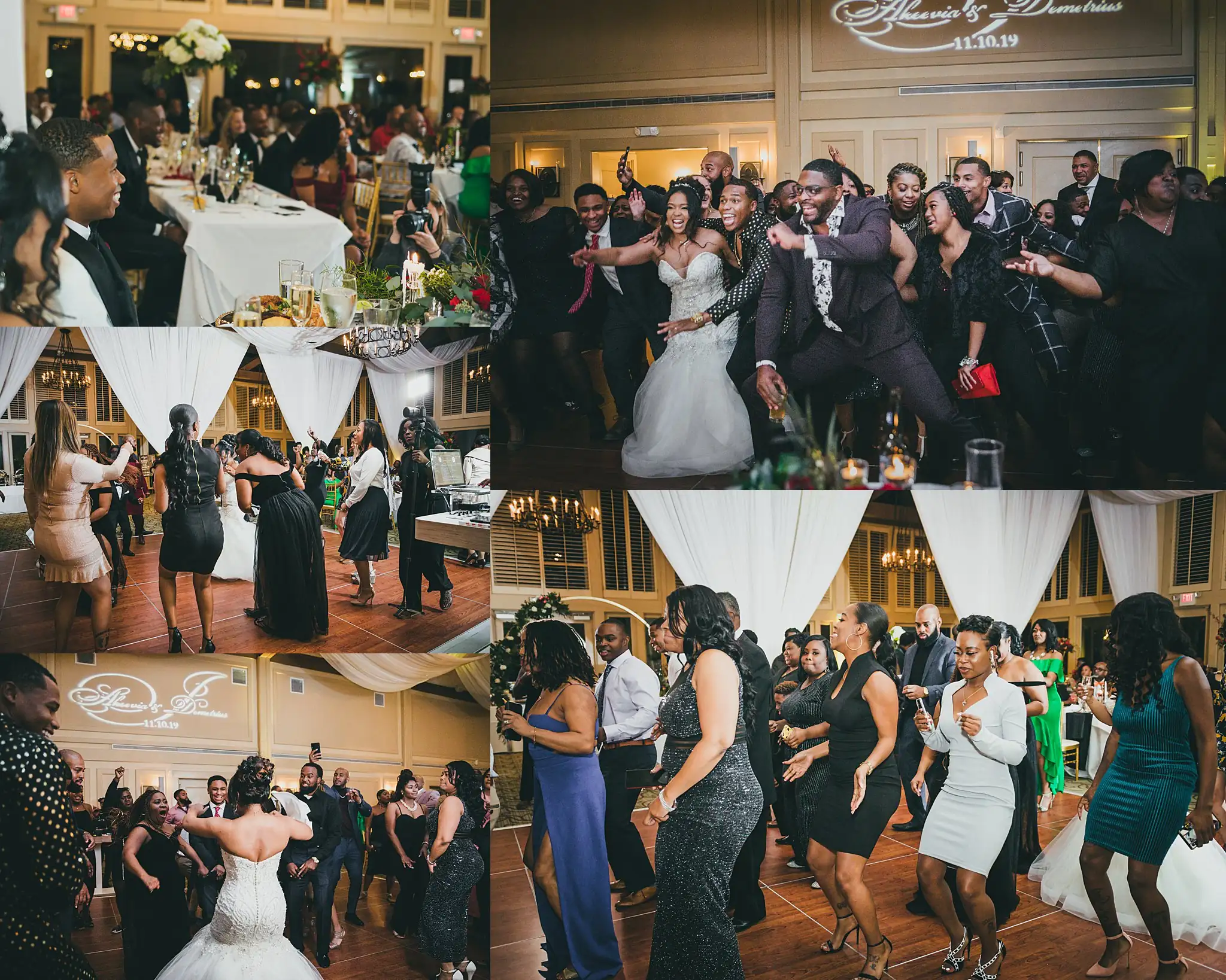 AtlantaWeddingPhotographers_0687.jpg Wedding Reception: the last of the dancing, everyone in, in a set, at their wedding at the Country Club of the South in Johns Creek, GA