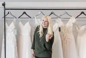 Wedding gowns on the rack at Bridals by Madison