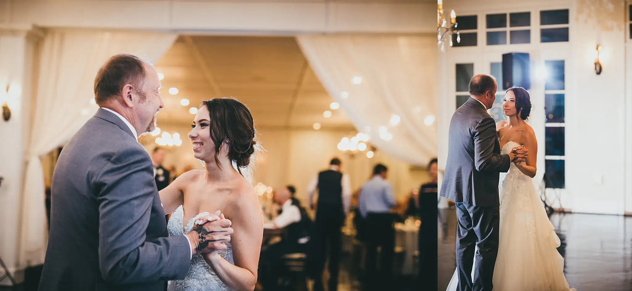 Parent Dance: the bride dancing with her father, at their wedding at Little River Farms in Milton, GA
