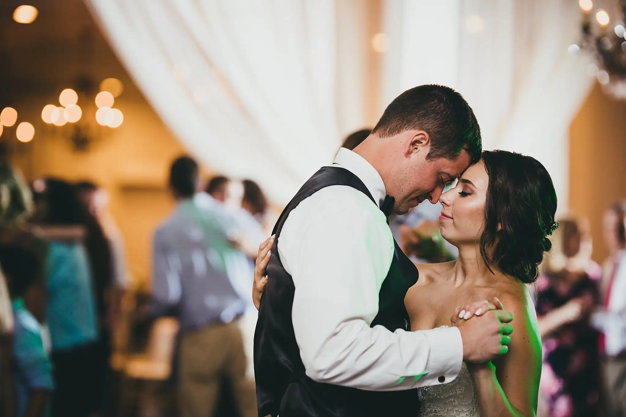 Wedding Reception: the couple dancing late in the evening, at their wedding at Little River Farms in Milton, GA
