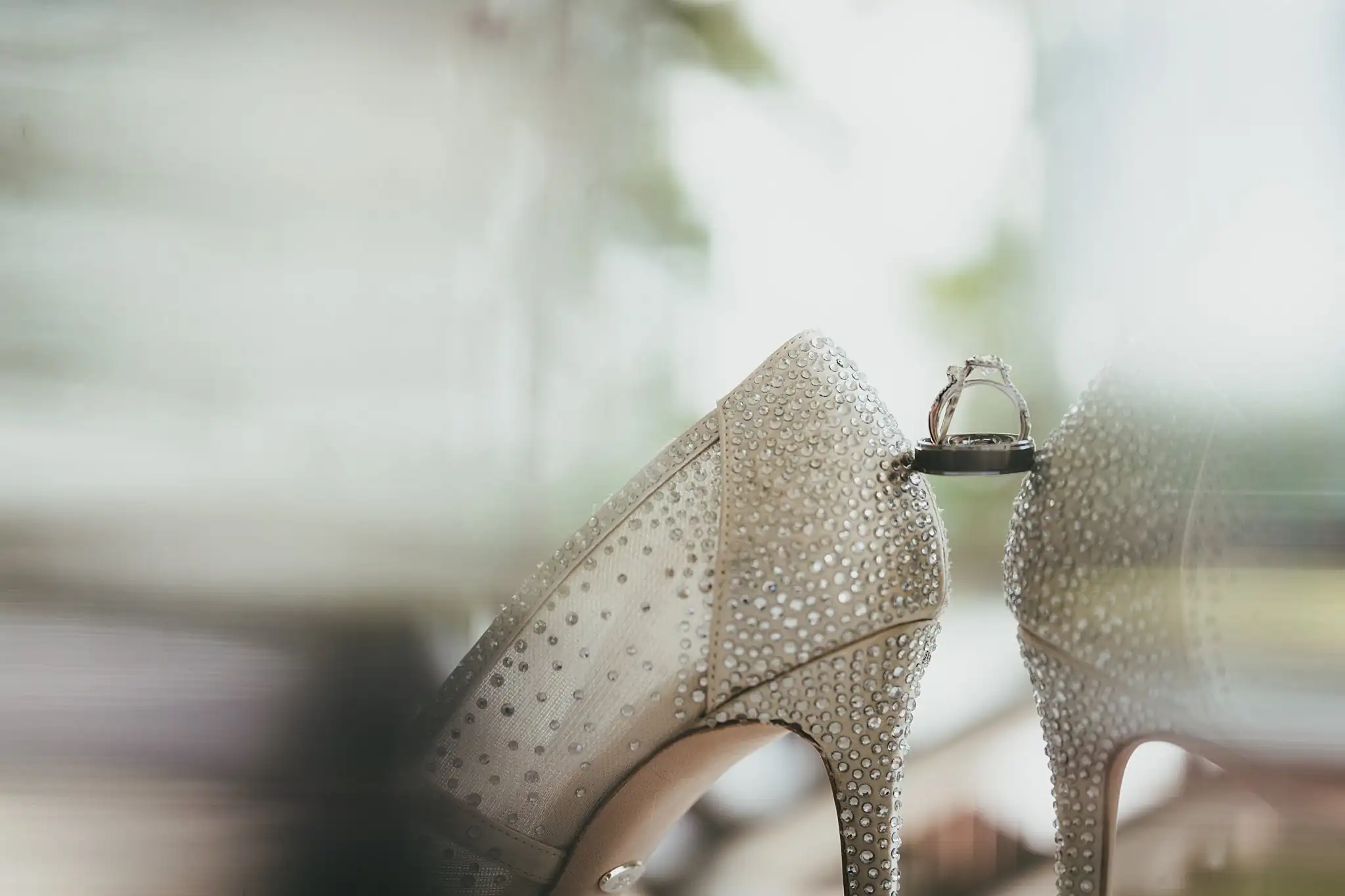 Wedding Details: the bride's crystal-covered heels, at a wedding at Houston Lake Country Club in Perry, GA