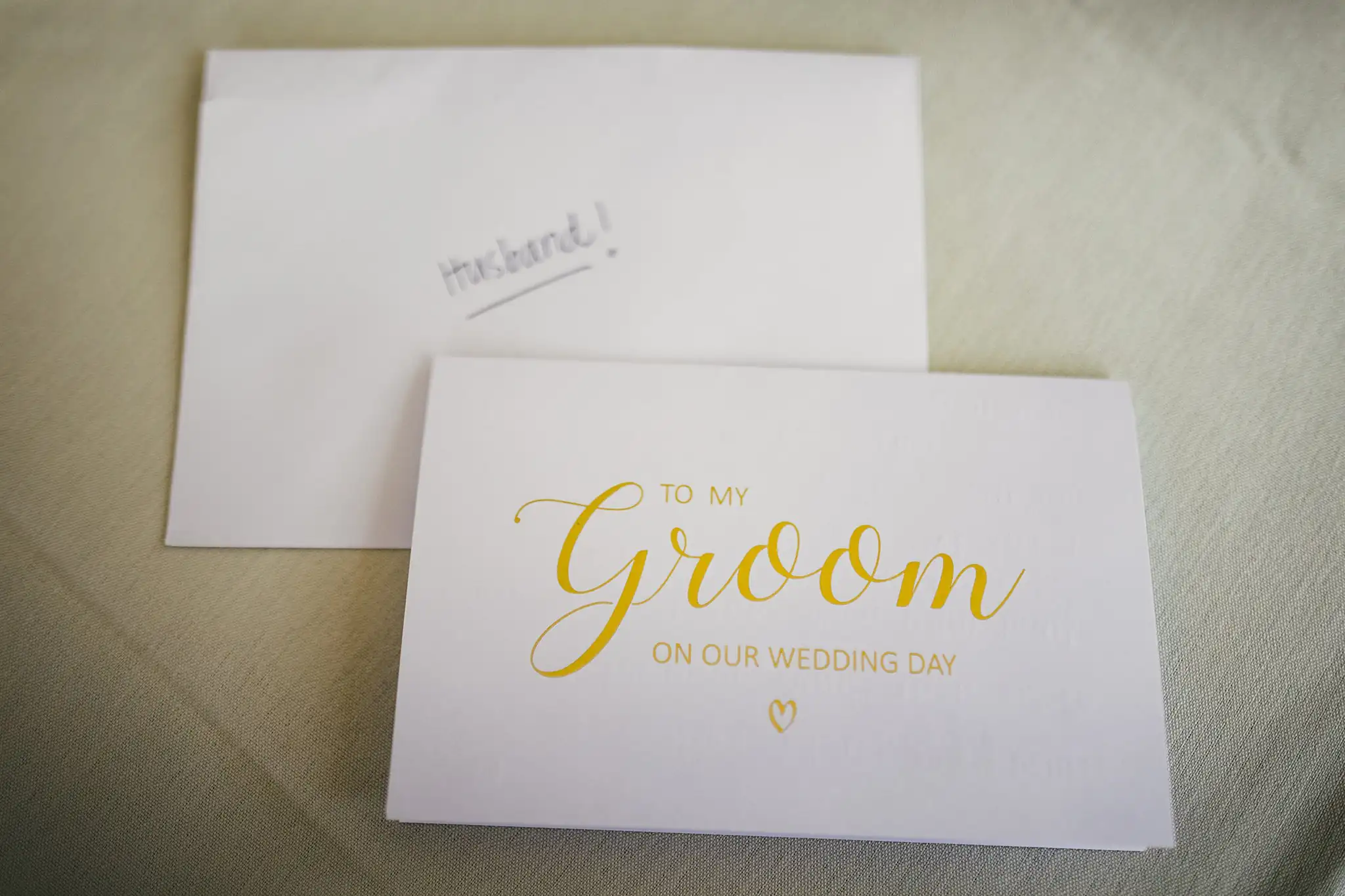 Wedding Details: a card addressed To My Groom on our wedding day, at a wedding at Houston Lake Country Club in Perry, GA