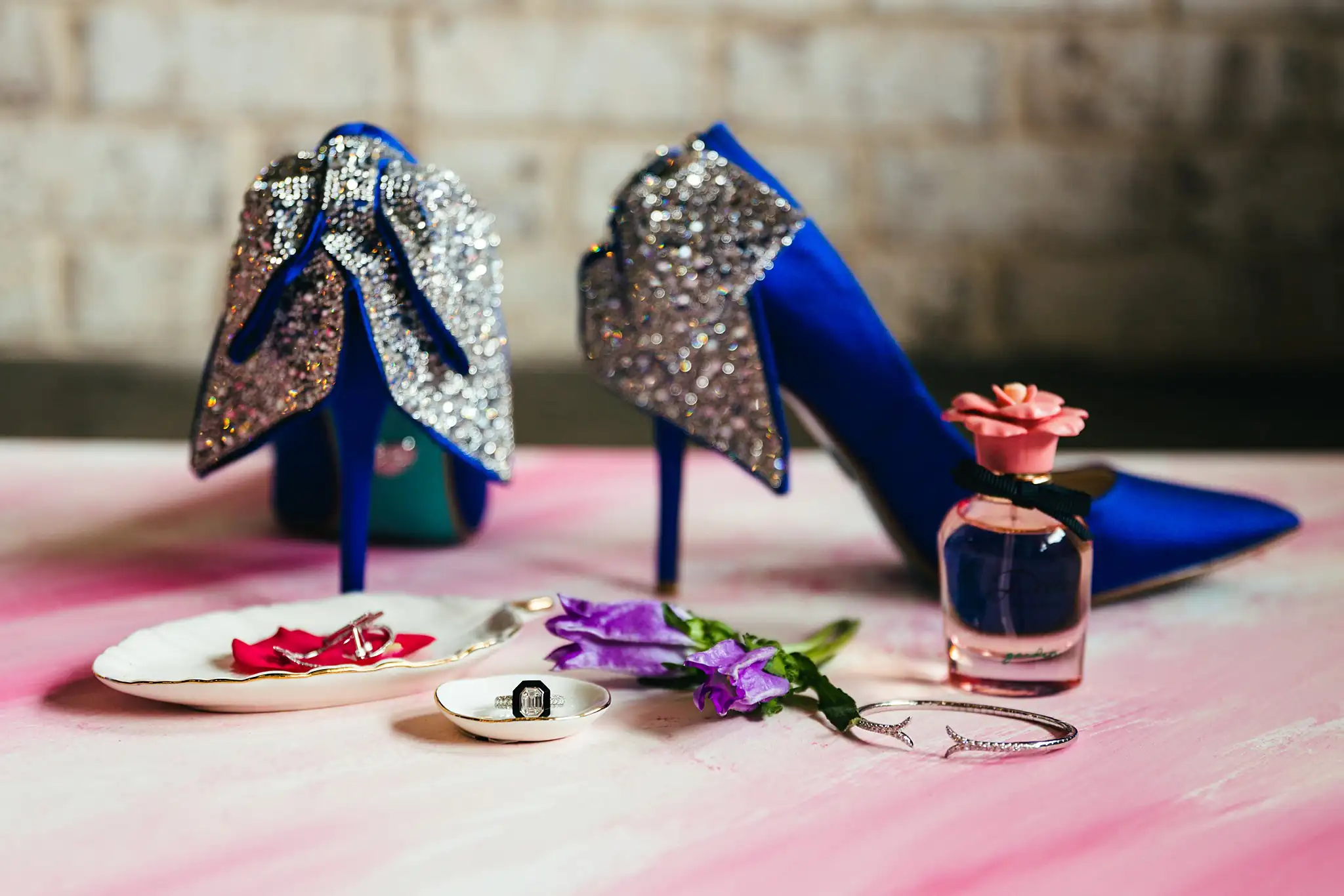 AtlantaWeddingPhotographers_1192.jpg Wedding Details: the crystal-bowed heels with the rings, at a Whimsically in Love LGBTQ Wedding styled shoot at Brick and Ivey in Marietta, GA