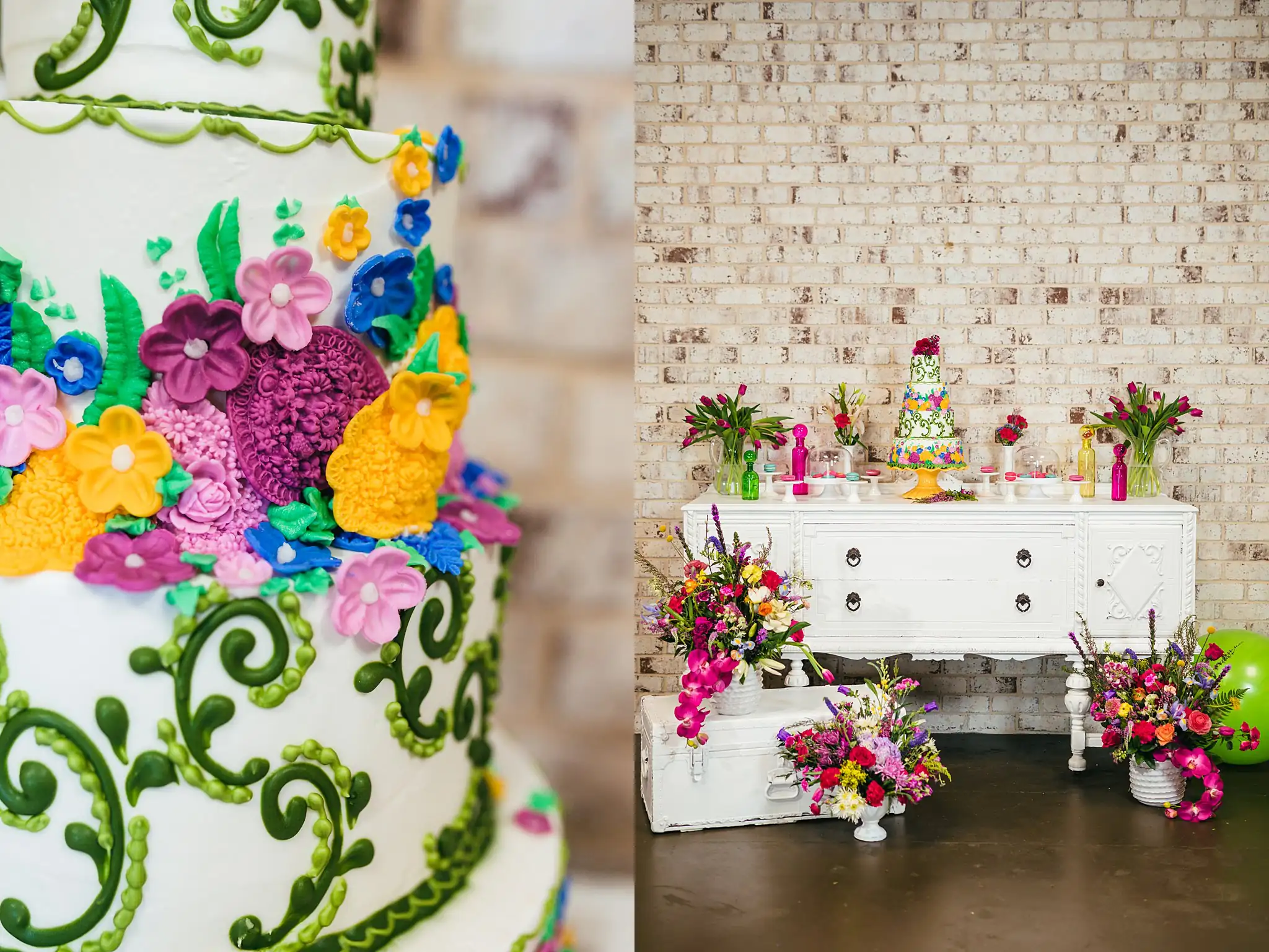 AtlantaWeddingPhotographers_1201.jpg Wedding Cake Details: the sugar flowers and the desserts, at a Whimsically in Love LGBTQ Wedding styled shoot at Brick and Ivey in Marietta, GA