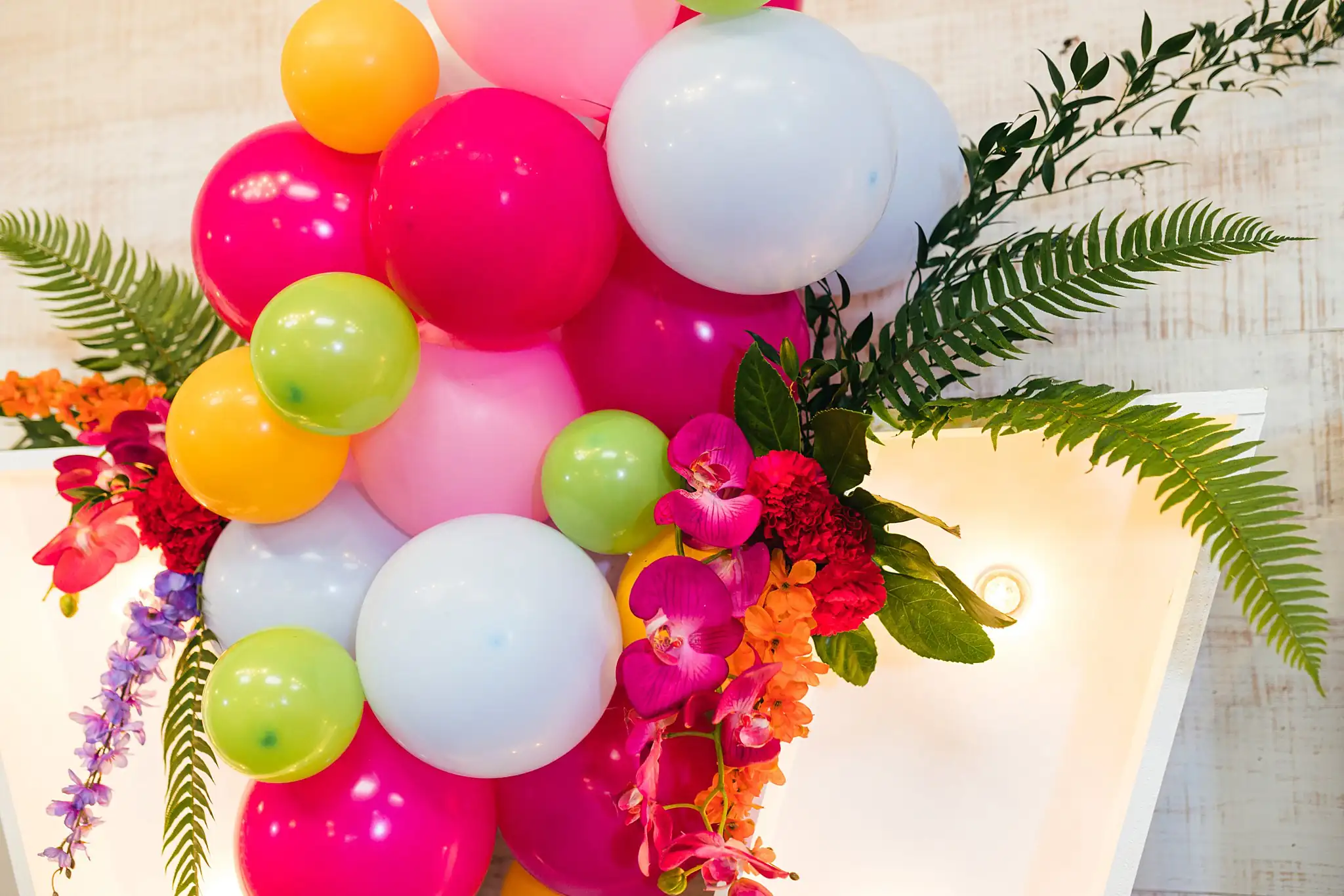 AtlantaWeddingPhotographers_1210.jpg Reception Details: balloons and ferns on the letters, at a Whimsically in Love LGBTQ Wedding styled shoot at Brick and Ivey in Marietta, GA