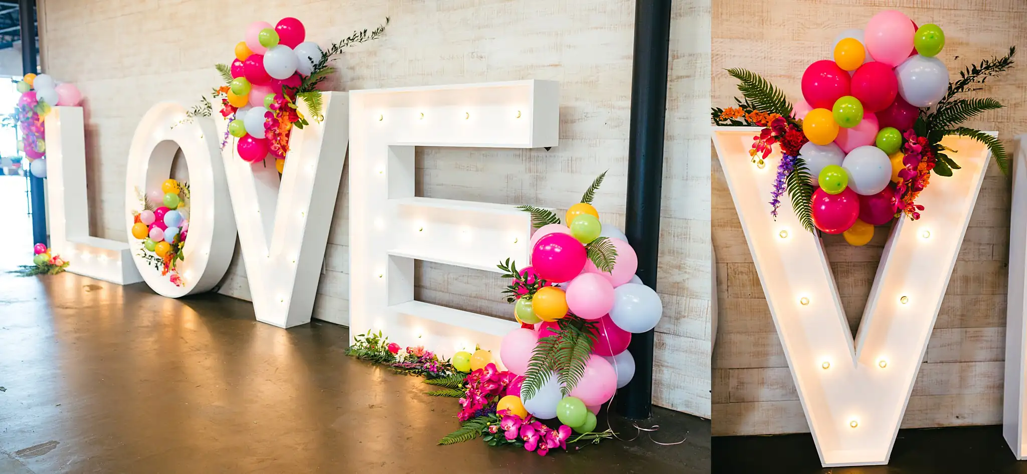 AtlantaWeddingPhotographers_1212.jpg Reception Details: the LOVE letters, and the V close, at a Whimsically in Love LGBTQ Wedding styled shoot at Brick and Ivey in Marietta, GA
