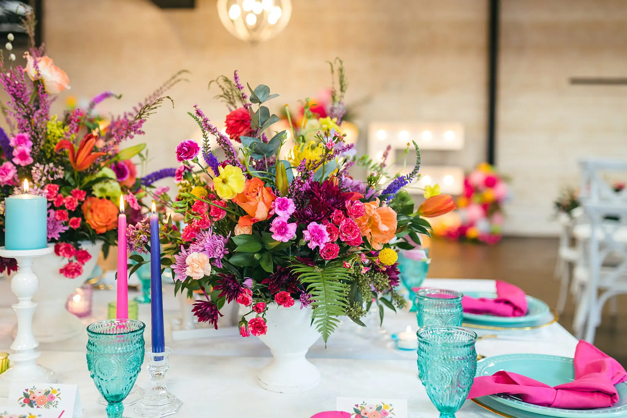AtlantaWeddingPhotographers_1218.jpg Reception Details: the table with tapers and flowers, at a Whimsically in Love LGBTQ Wedding styled shoot at Brick and Ivey in Marietta, GA