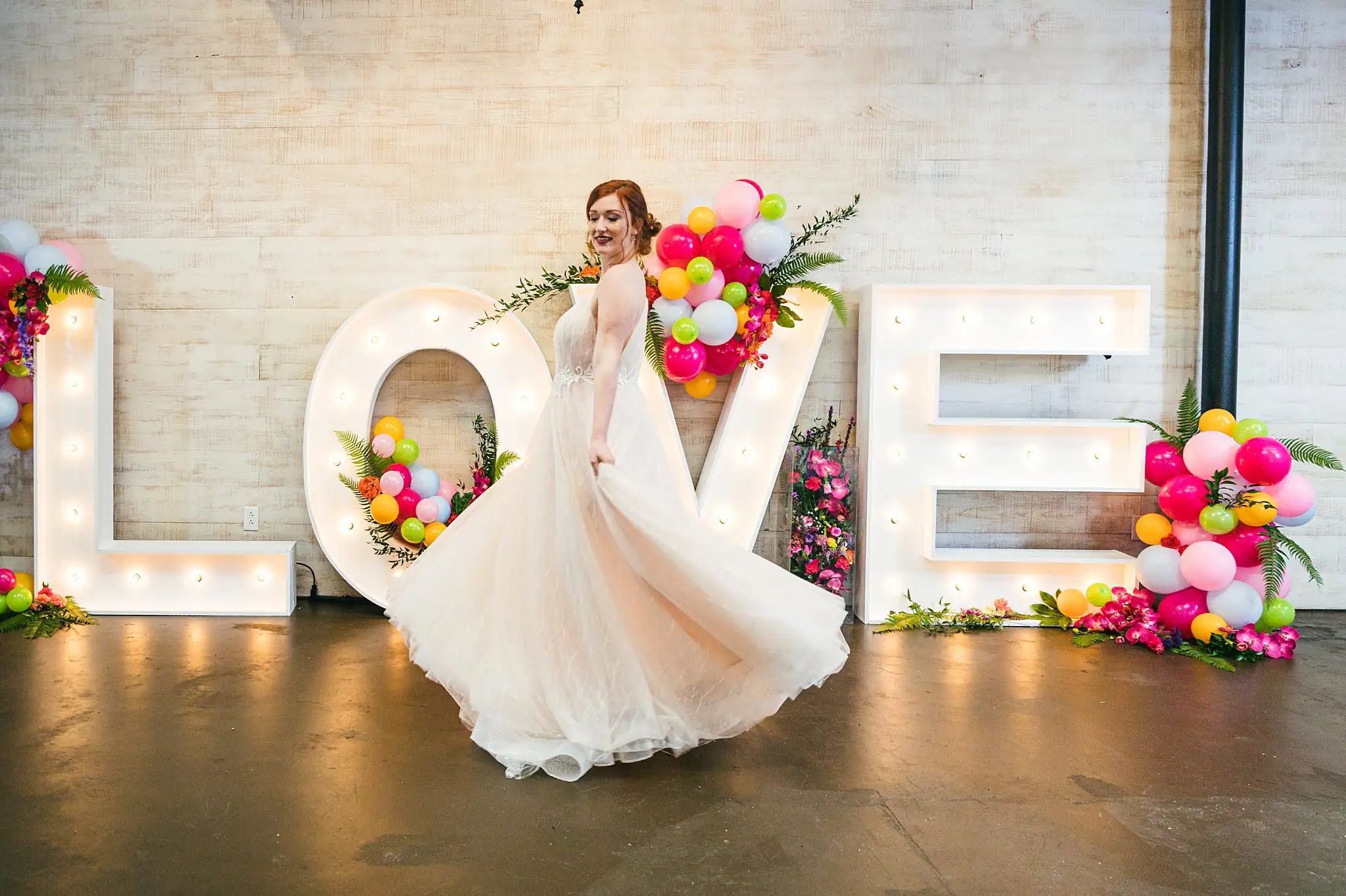 AtlantaWeddingPhotographers_1236.jpg Bridal Portraits: the bride turning her skirt, at a Whimsically in Love LGBTQ Wedding styled shoot at Brick and Ivey in Marietta, GA