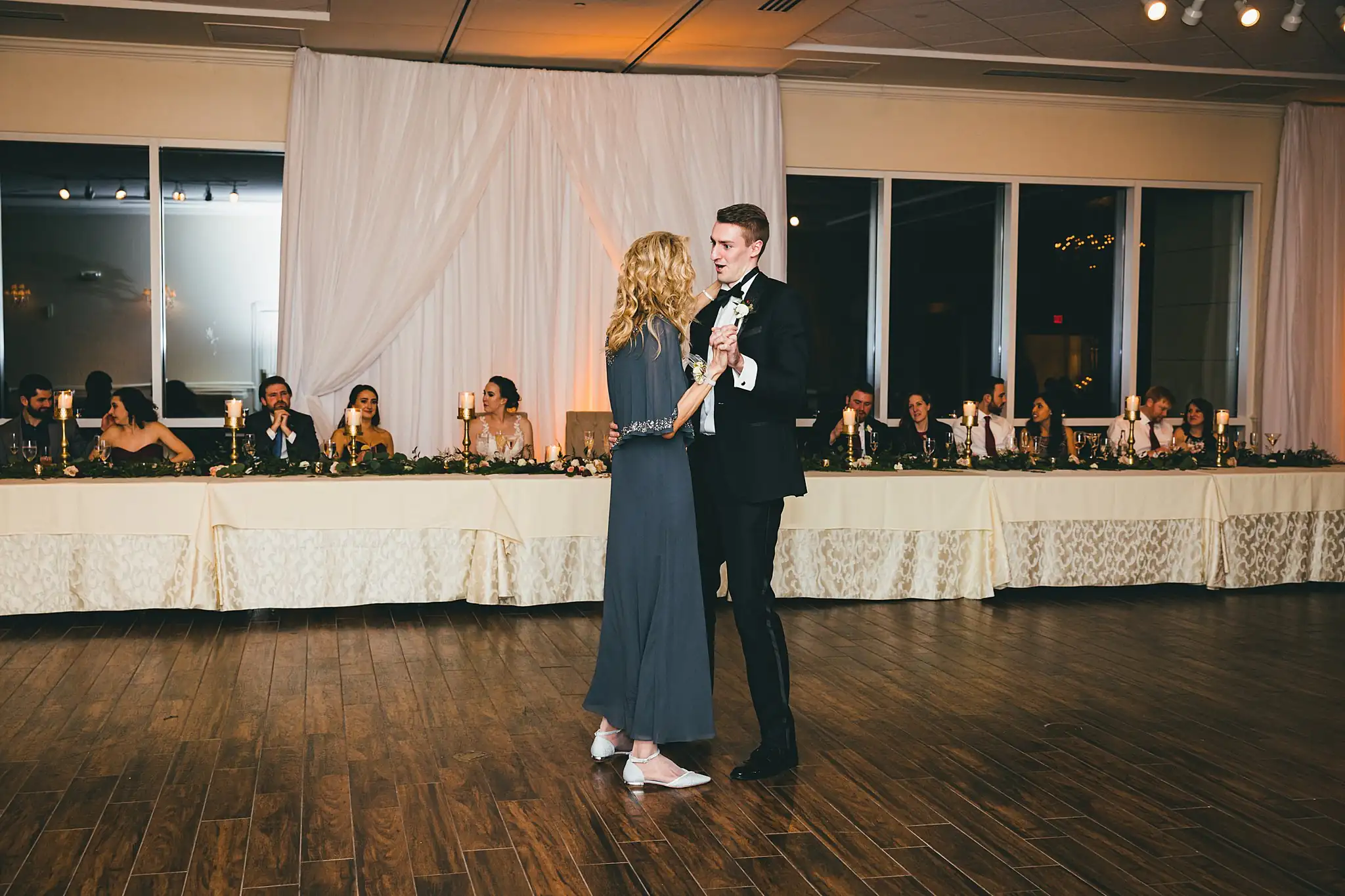 Parent Dance: the groom dancing with his mother, at their wedding at Ashton Gardens Atlanta in Sugar Hill, GA