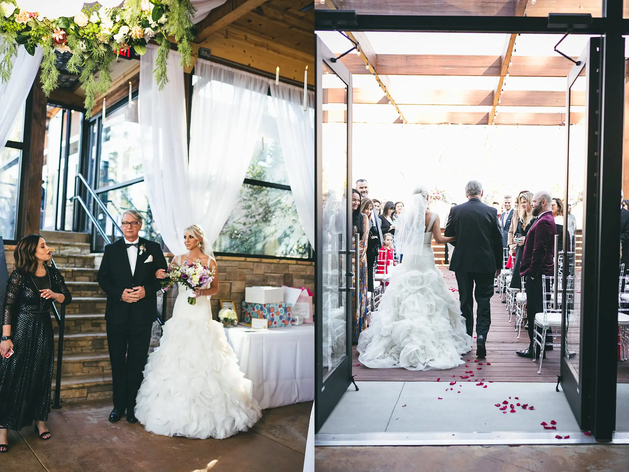 AtlantaWeddingPhotographers_1436.jpg Processional: the bride with her father, and the petal aisle, at their wedding at Three Birches in Alpharetta, GA