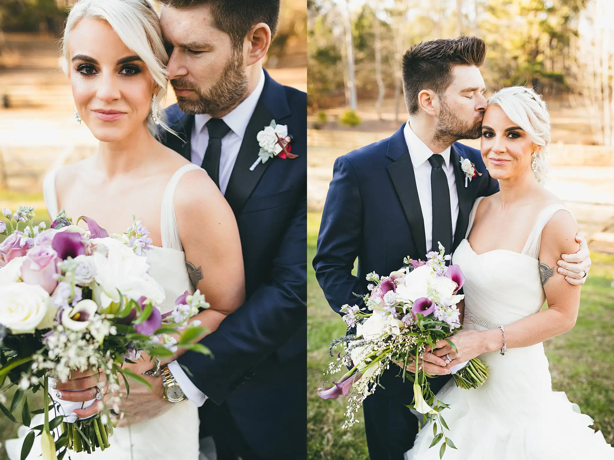 AtlantaWeddingPhotographers_1455.jpg Wedding Formals: the groom kissing the bride's head, at their wedding at Three Birches in Alpharetta, GA