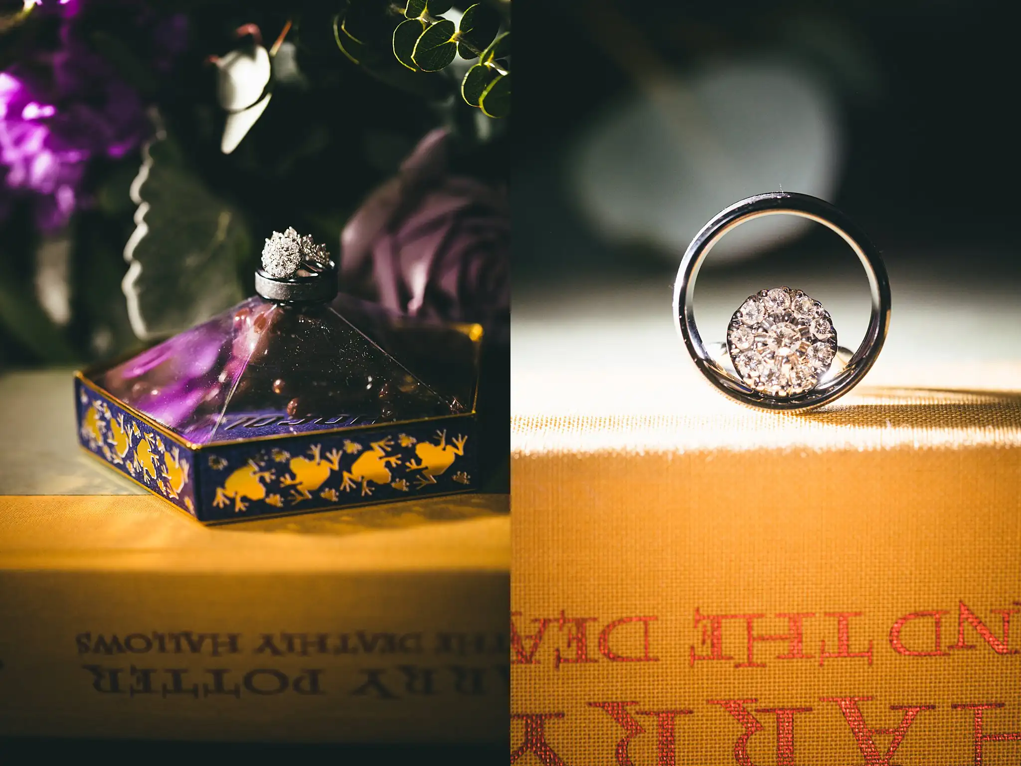 AtlantaWeddingPhotographers_1467.jpg Wedding Details: the rings resting on a Harry Potter book, at a wedding at Three Birches in Alpharetta, GA