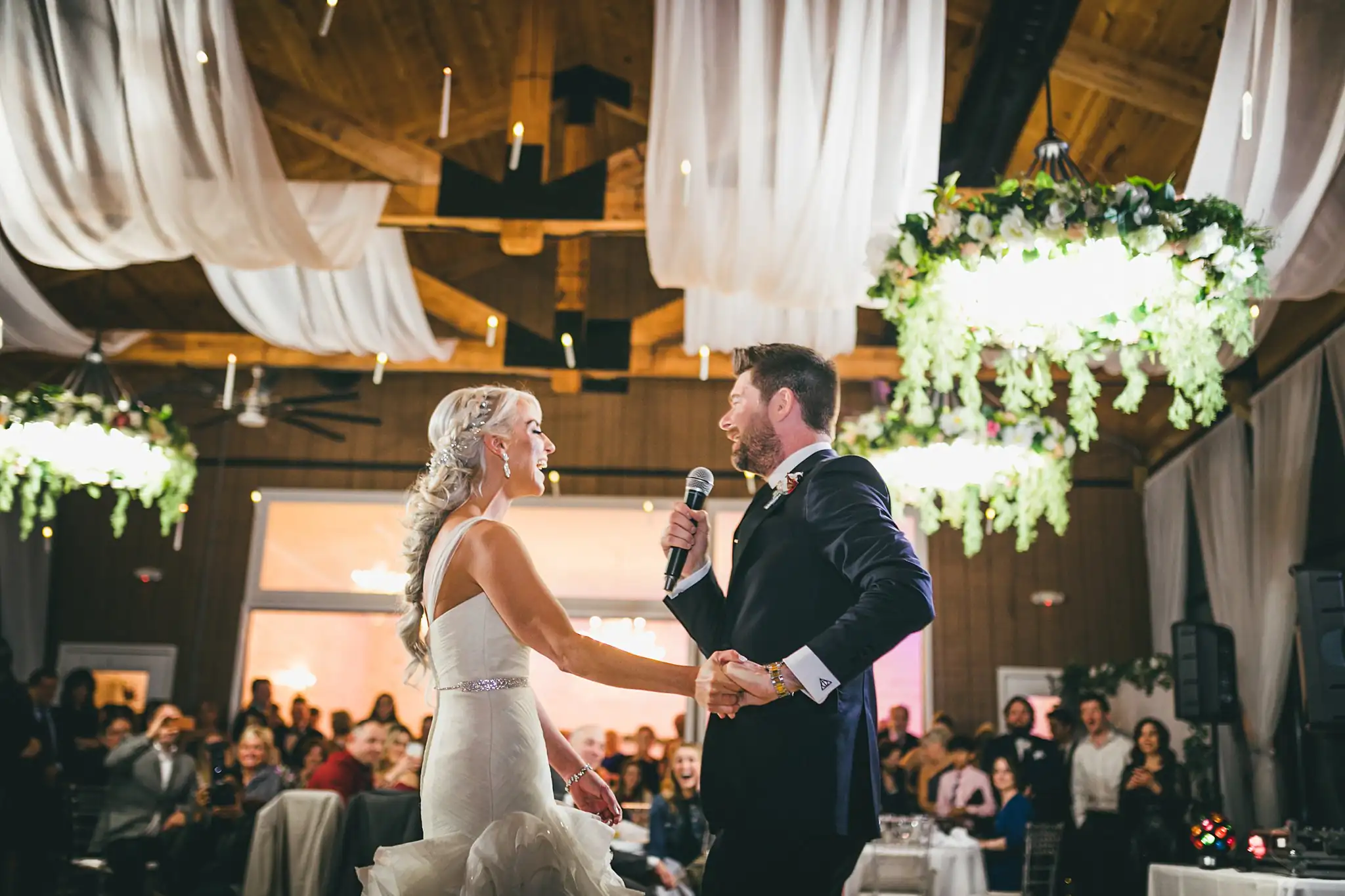 AtlantaWeddingPhotographers_1481.jpg Wedding Reception: the couple thanking their guests, at their wedding at Three Birches in Alpharetta, GA
