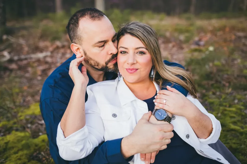 Engagement Portraits: the couple together outdoors, during their engagement session at Kennesaw Mountain in Marietta, GA