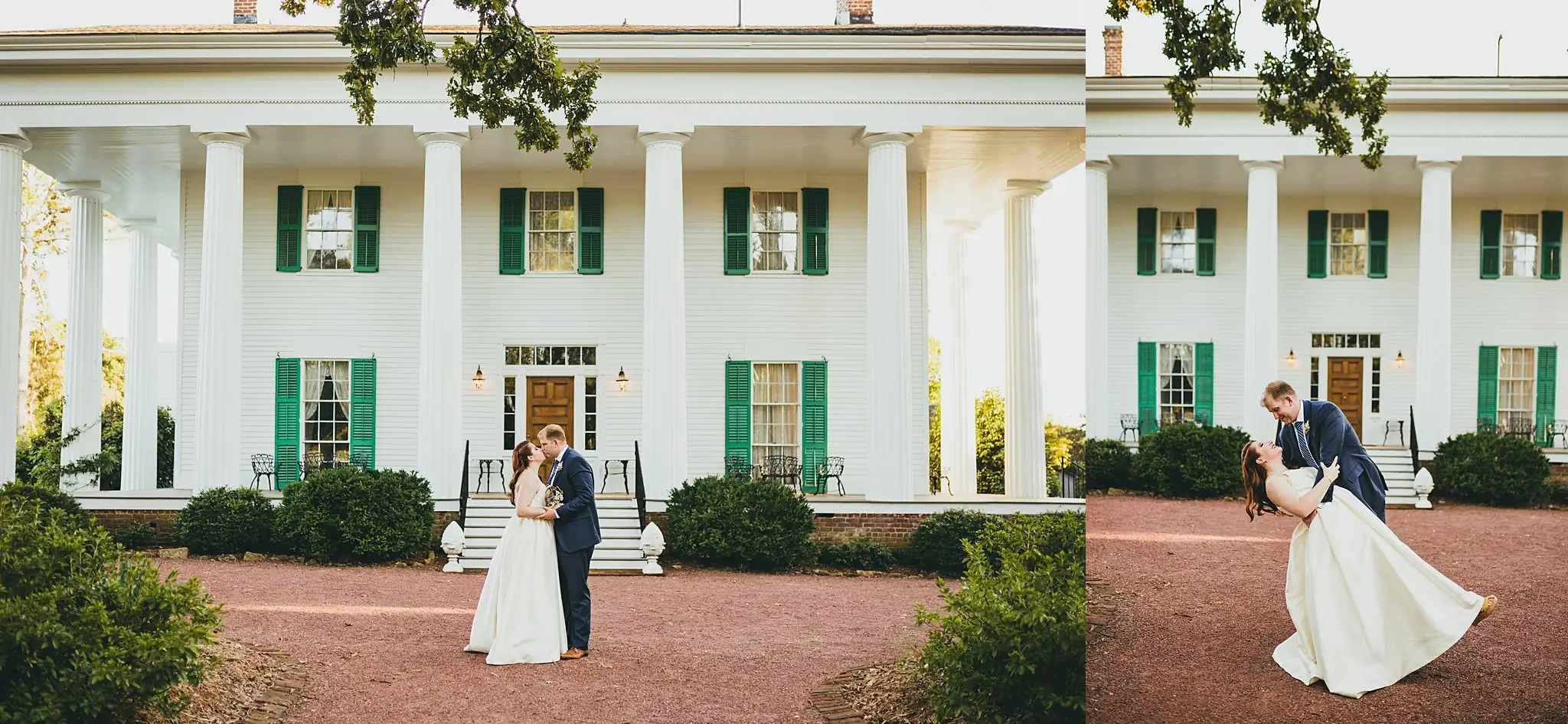 AtlantaWeddingPhotographers_1573.jpg Wedding Formals: the couple dancing in front of the house, in a set, at their elopement at Barrington Hall in Roswell, GA