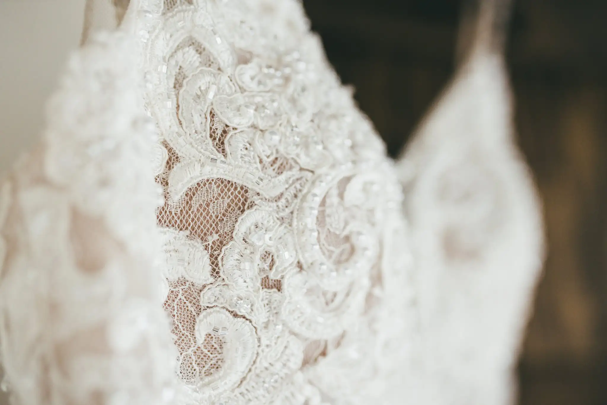 Styled Shoot Hollywood Regency Wedding Inspiration Atlanta Photographers Wedding Details: the beaded lace on the bodice of the wedding gown, at a Hollywood Regency Wedding styled shoot at the Foxglove in Marietta, GA