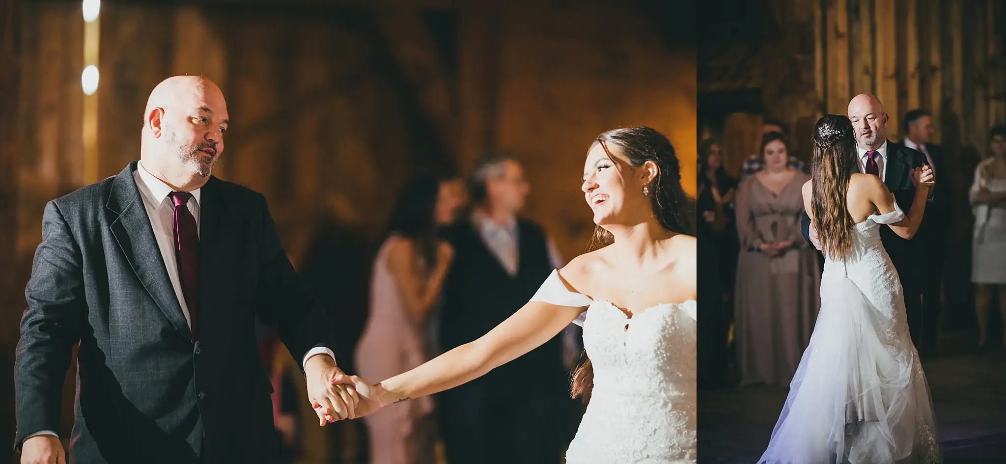 Barn at Harper Pines Wedding Thomaston, GA Atlanta Wedding Photographers Parent Dance: the bride dancing with her father, at their wedding at the Barn at Harper Pines in Thomaston, GA