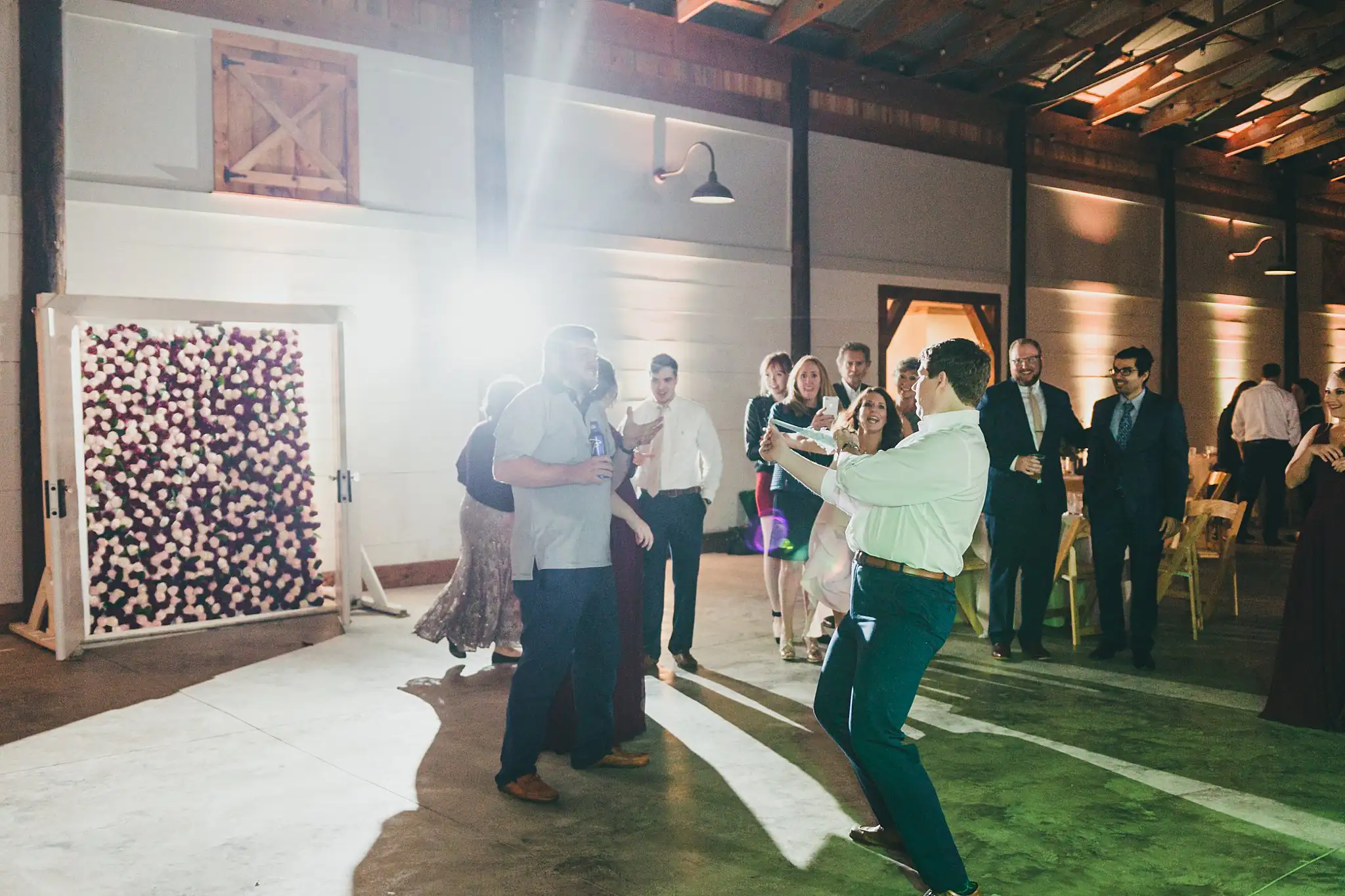 Barn at Harper Pines Wedding Thomaston, GA Atlanta Wedding Photographers Wedding Reception: dancing late in the barn, at their wedding at the Barn at Harper Pines in Thomaston, GA
