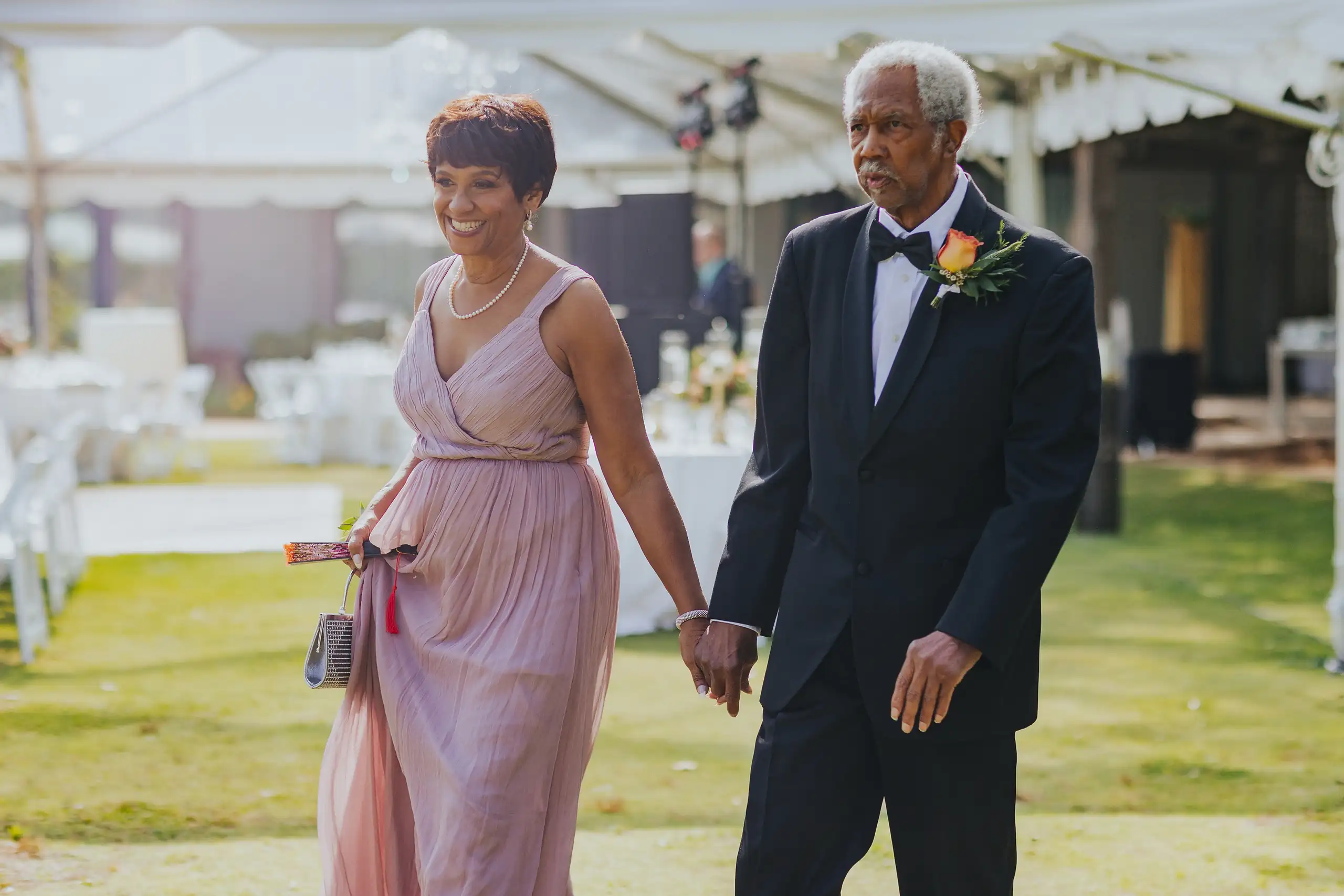 Processional: her parents walking in ahead of her, at their wedding at Callaway Gardens in Pine Mountain, GA