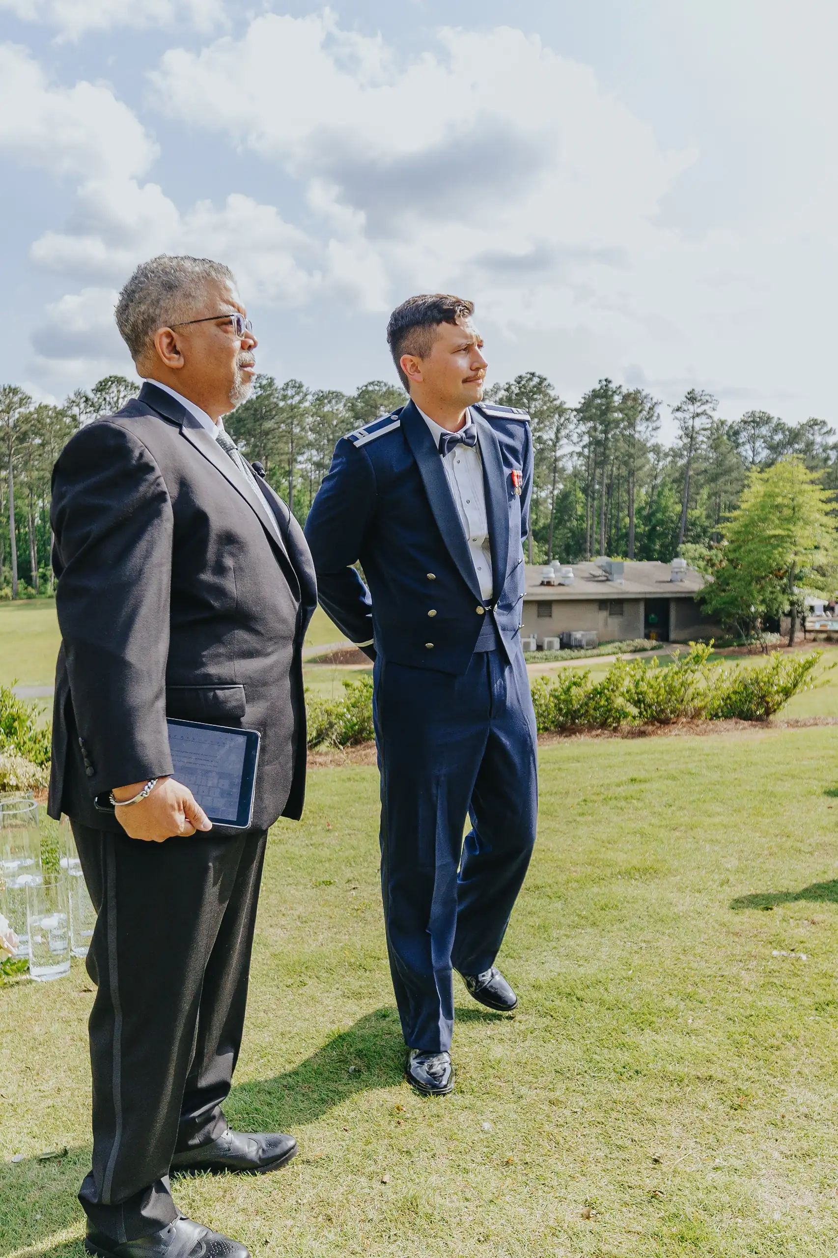 Getting Ready: the groom with his father before the ceremony, before their wedding at Callaway Gardens in Pine Mountain, GA