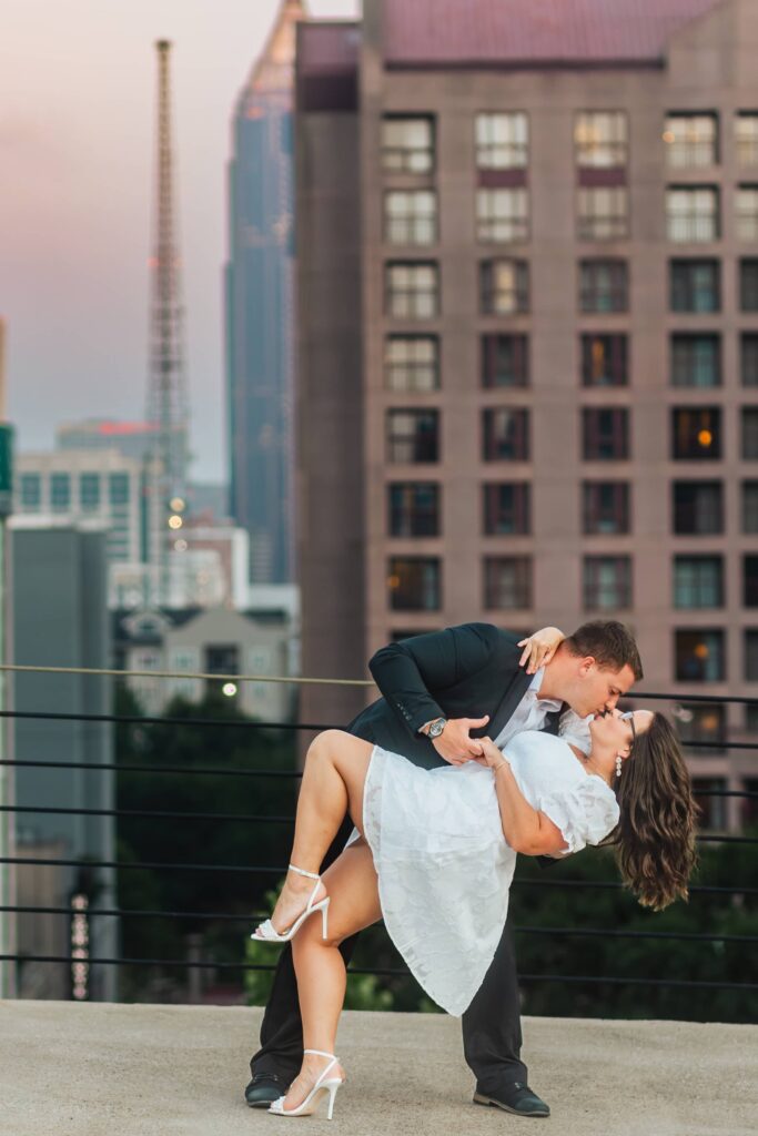 Rooftop Engagement Session Atlanta Wedding Photographers Photography City Skyline