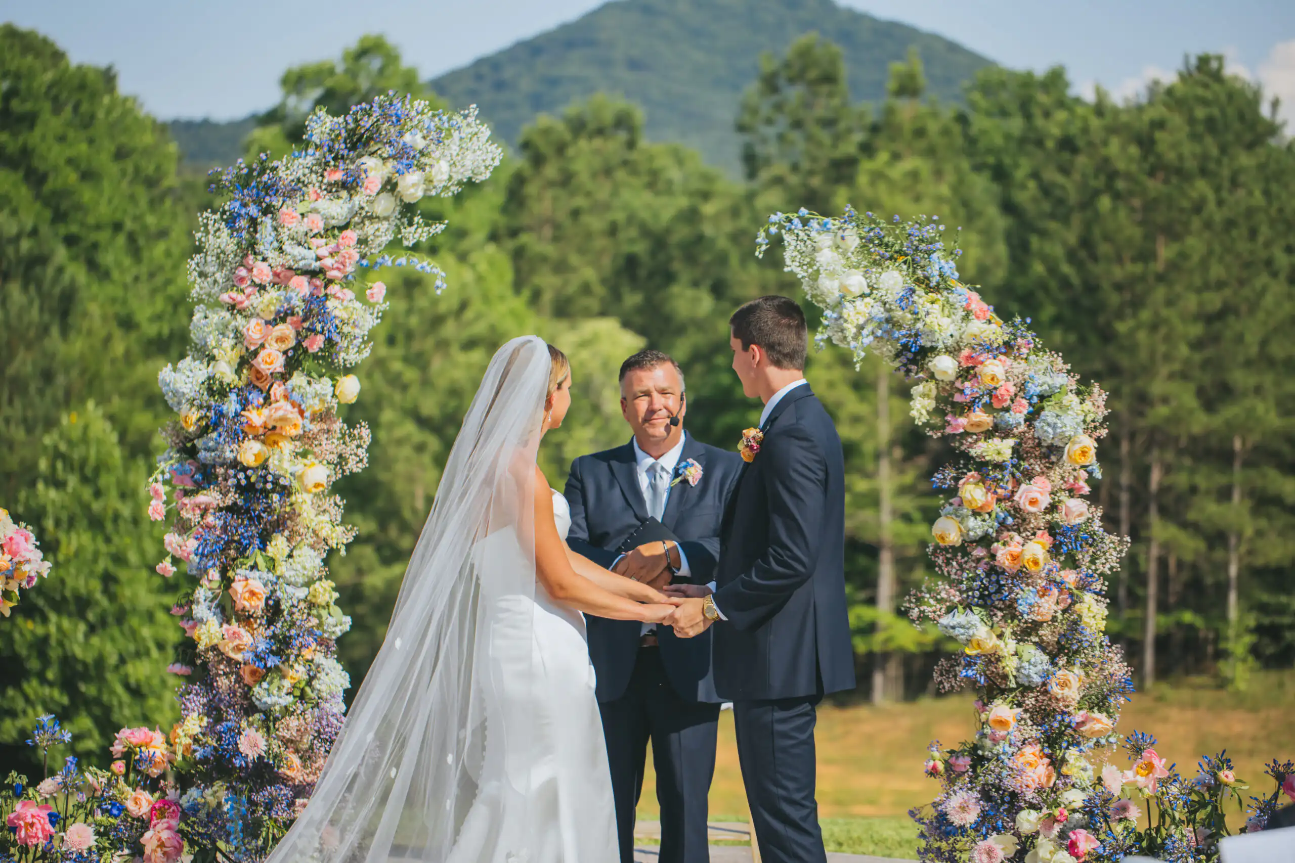 Modern Floral Installation Mountain Ceremony North Georgia Wedding