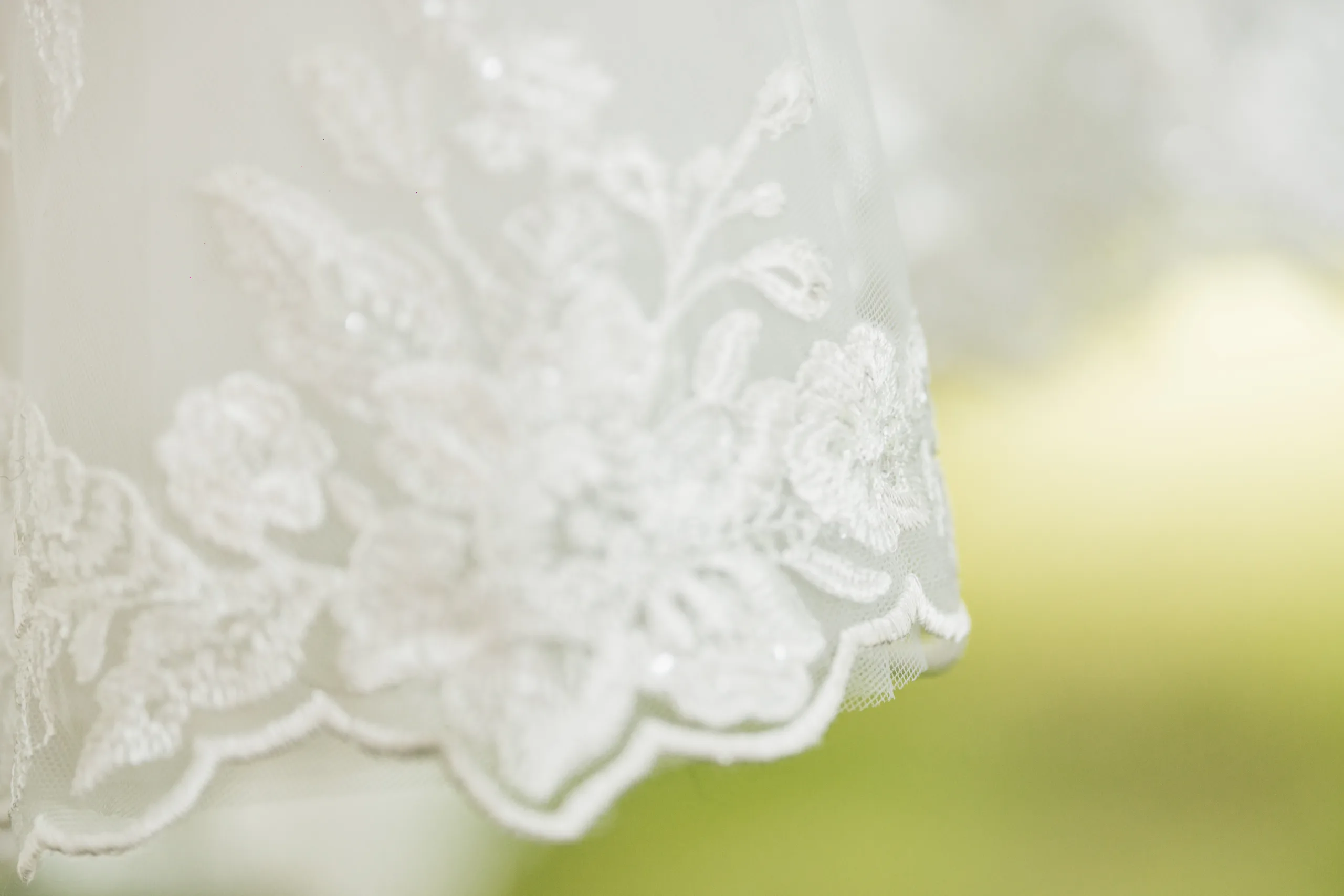 Wedding Details: the lace edge of her veil at a wedding at the Payne-Corley House in Duluth, GA
