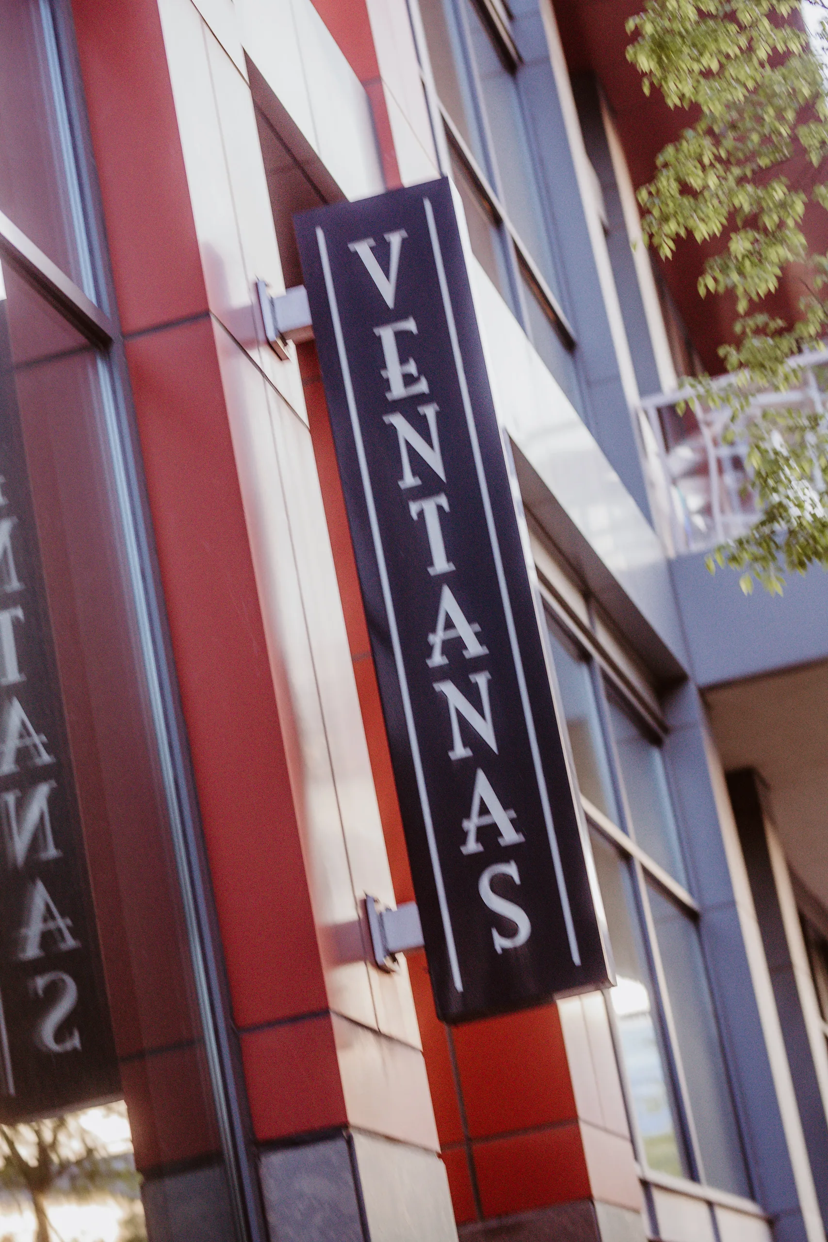Wedding Details: the Ventanas sign on the side of the building, at an elopement at Ventanas in Atlanta, GA