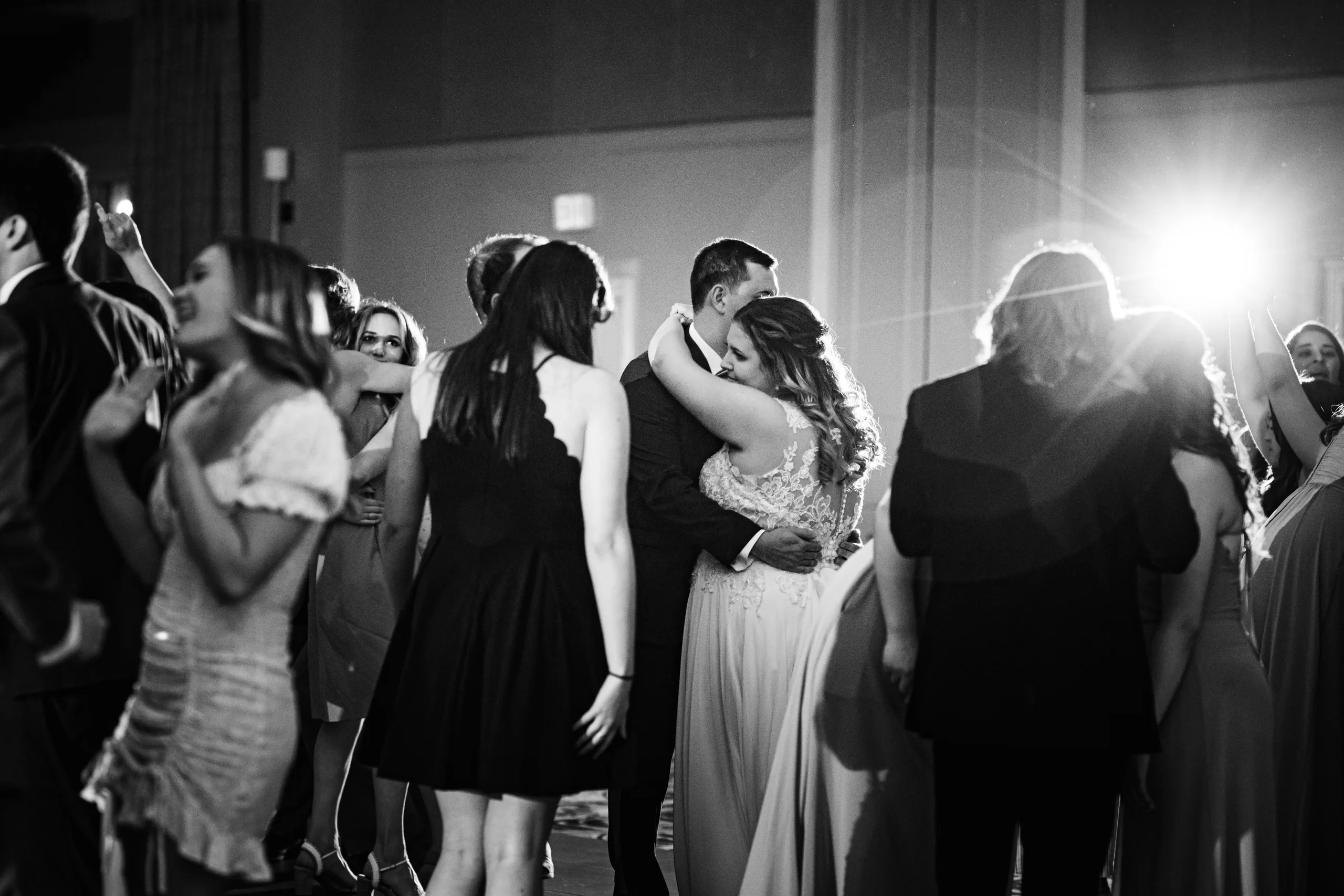 Reception: a slow dance, in black and white at their wedding at the Country Club of Roswell in Roswell, GA