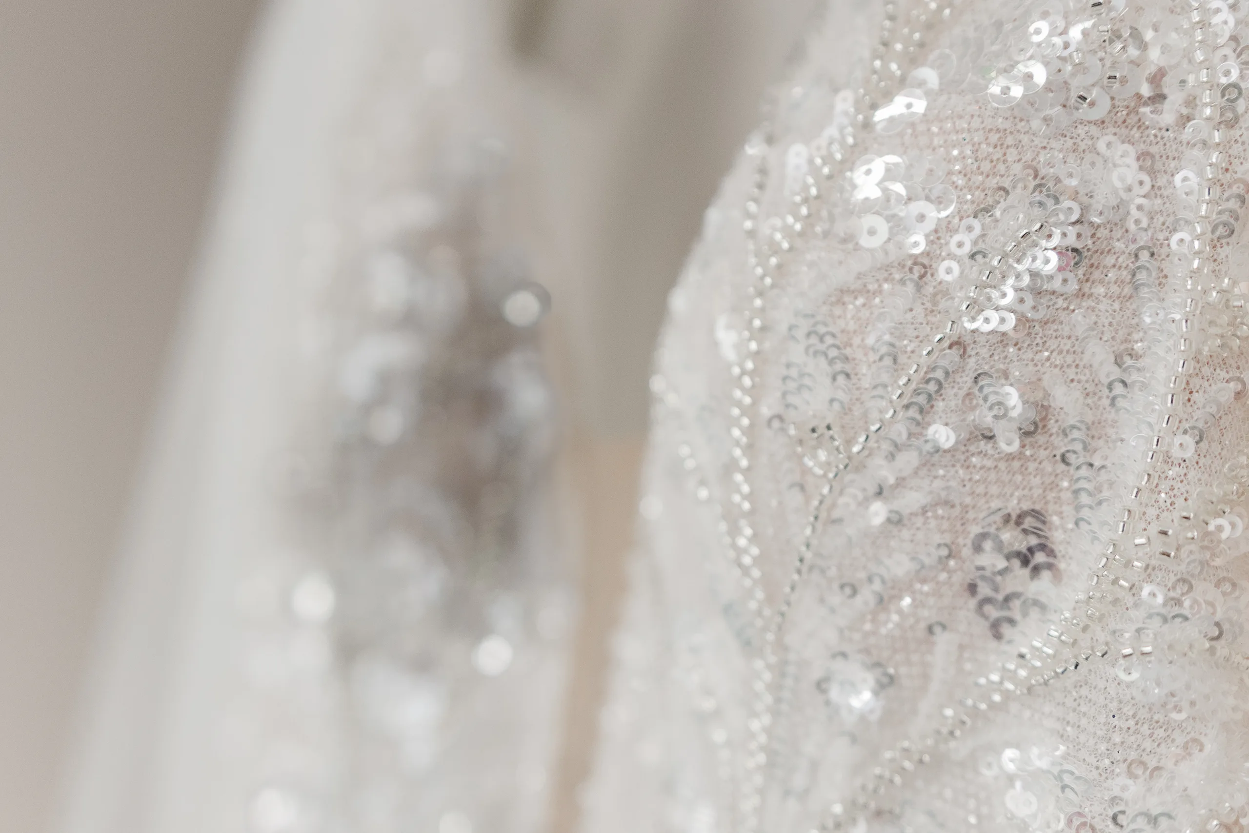Wedding Details: the beading on her gown up close, at a wedding at the Historic DeKalb Courthouse in Decatur, GA