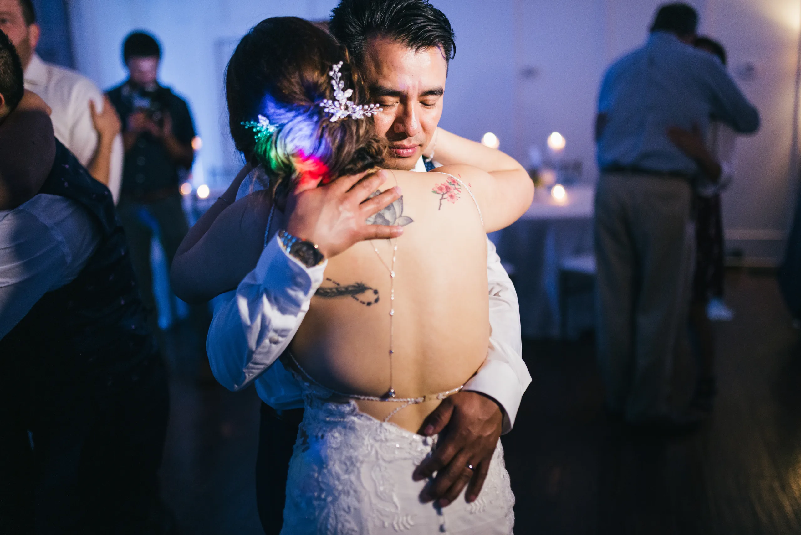 Reception: a slow dance at the end of the night at their wedding at the Payne-Corley House in Duluth, GA