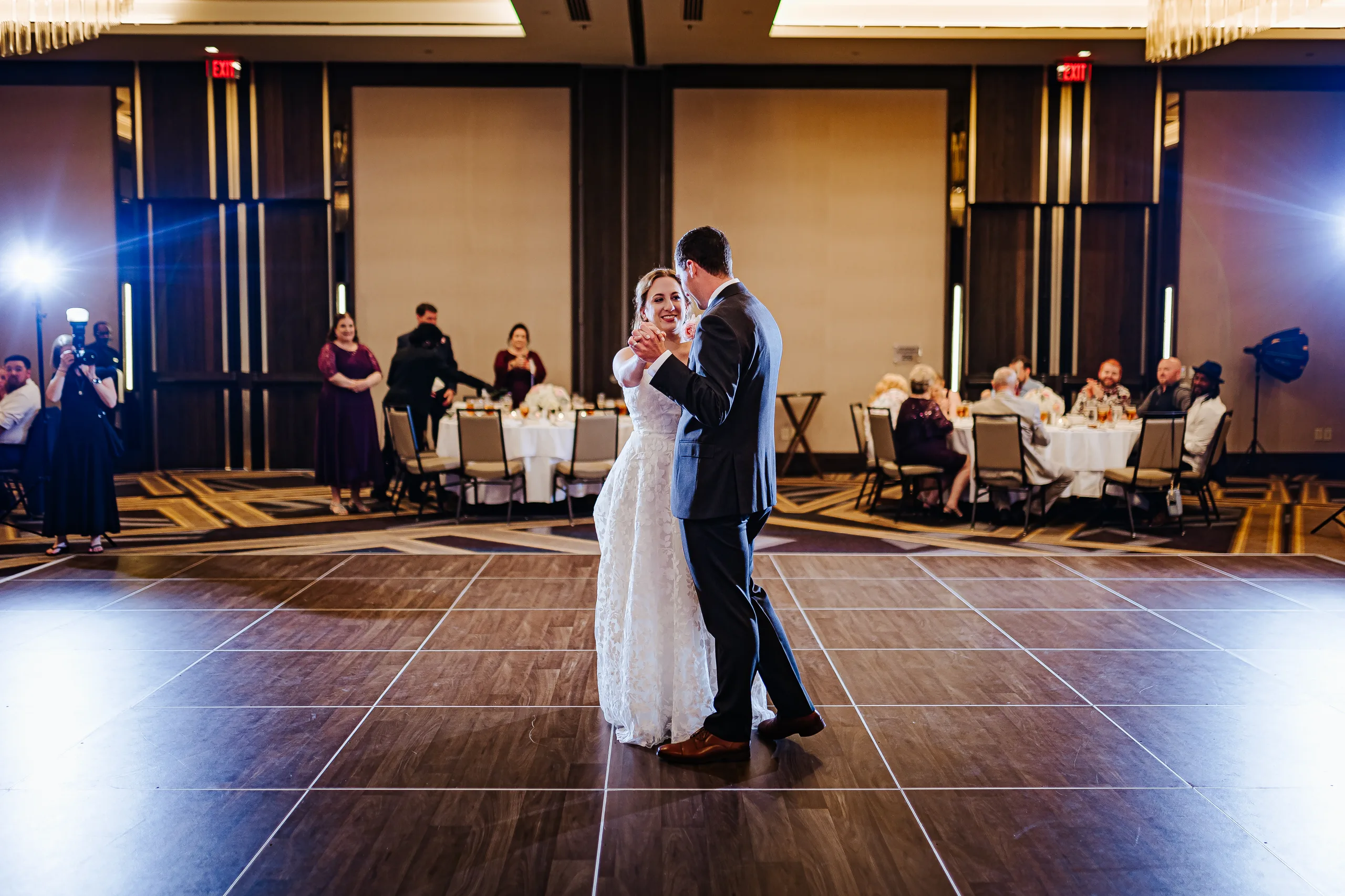 First Dance: their first dance in the ballroom at their wedding at the Omni Hotel at The Battery in Atlanta, GA