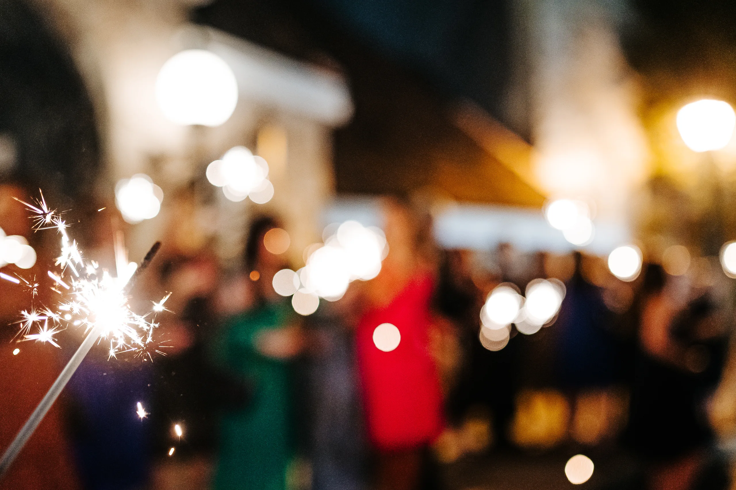 Send-Off: a sparkler in front of the crowd, at their wedding at The Piedmont Room in Atlanta, GA