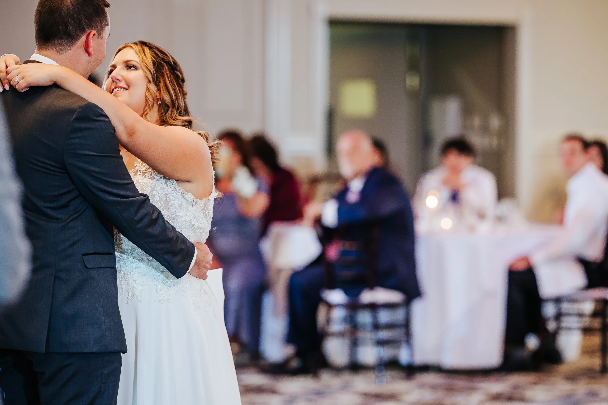 First Dance: their first dance in the ballroom at their wedding at the Country Club of Roswell in Roswell, GA