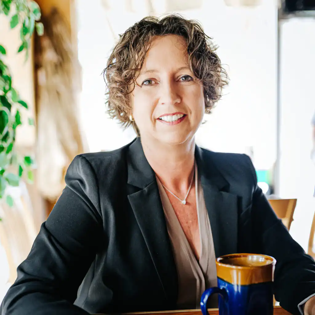 Business headshot session of a woman in a blazer photographed on location in Atlanta
