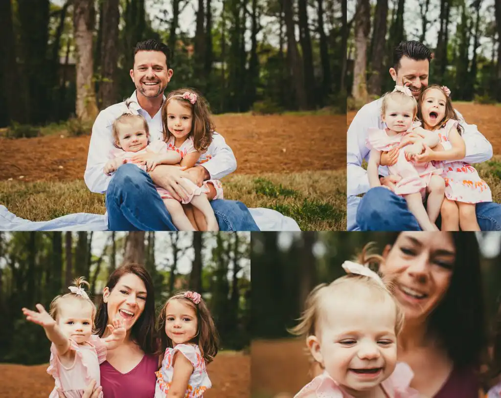 In-home spring mini session with a family and young children, Atlanta, Georgia