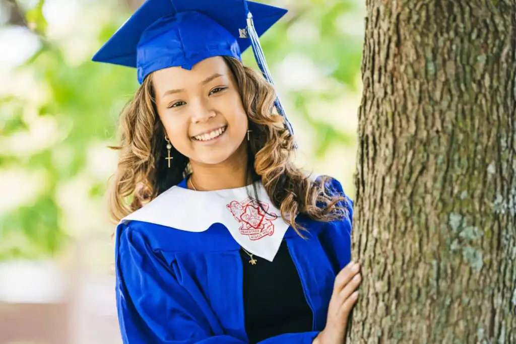 Graduation portrait session in cap and gown in Duluth, Georgia